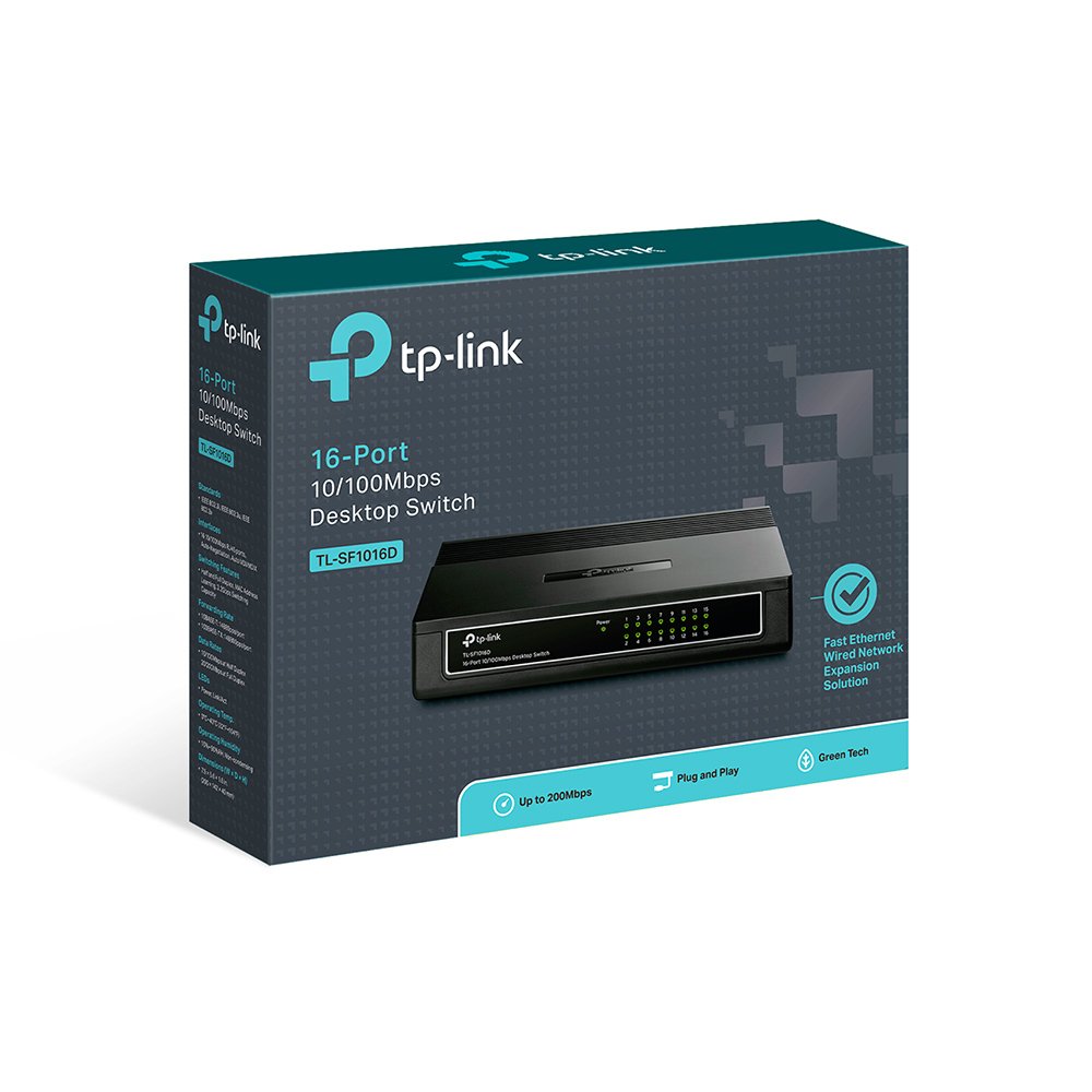 TP-LINK SF1016D — Switch 16 puertos Ethernet no gestionable — vista detalle 2
