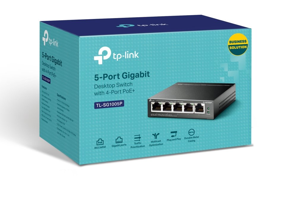 Switch no Gestionable TP-LINK SG1005P 5P GIGA 4P POE (65W) Sobremesa no RACK Carcasa Metalica — vista detalle 1