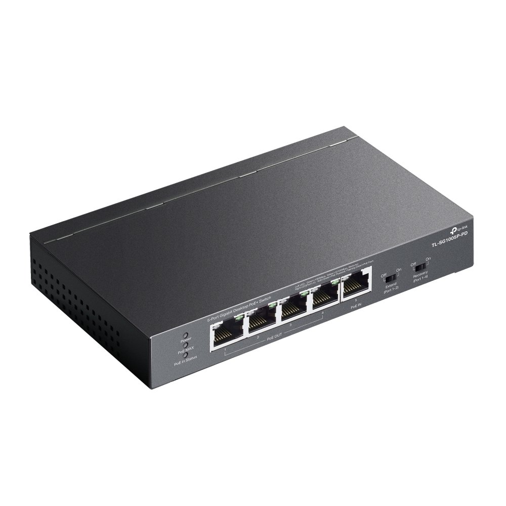 TP-LINK SG1005P-PD — Switch POE++ 1 puerto + 4 puertos POE+ 4