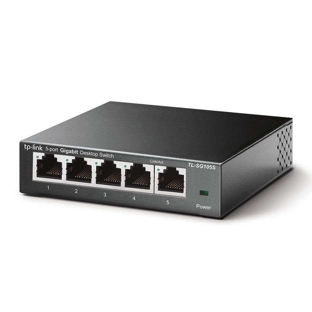 TP-LINK SG105S — Switch 5 puertos Gigabit carcasa metálica — vista detalle 1