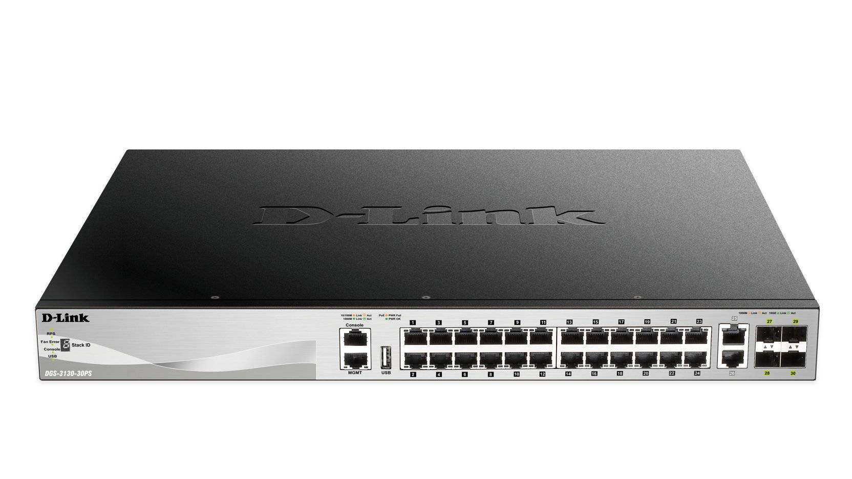 Switch Gestionable L3 Stackable DGS-3130-30PS/SI 24P POE (370W) GIGA + 2P 10G + 4P 10G Sfp+ — vista detalle 1