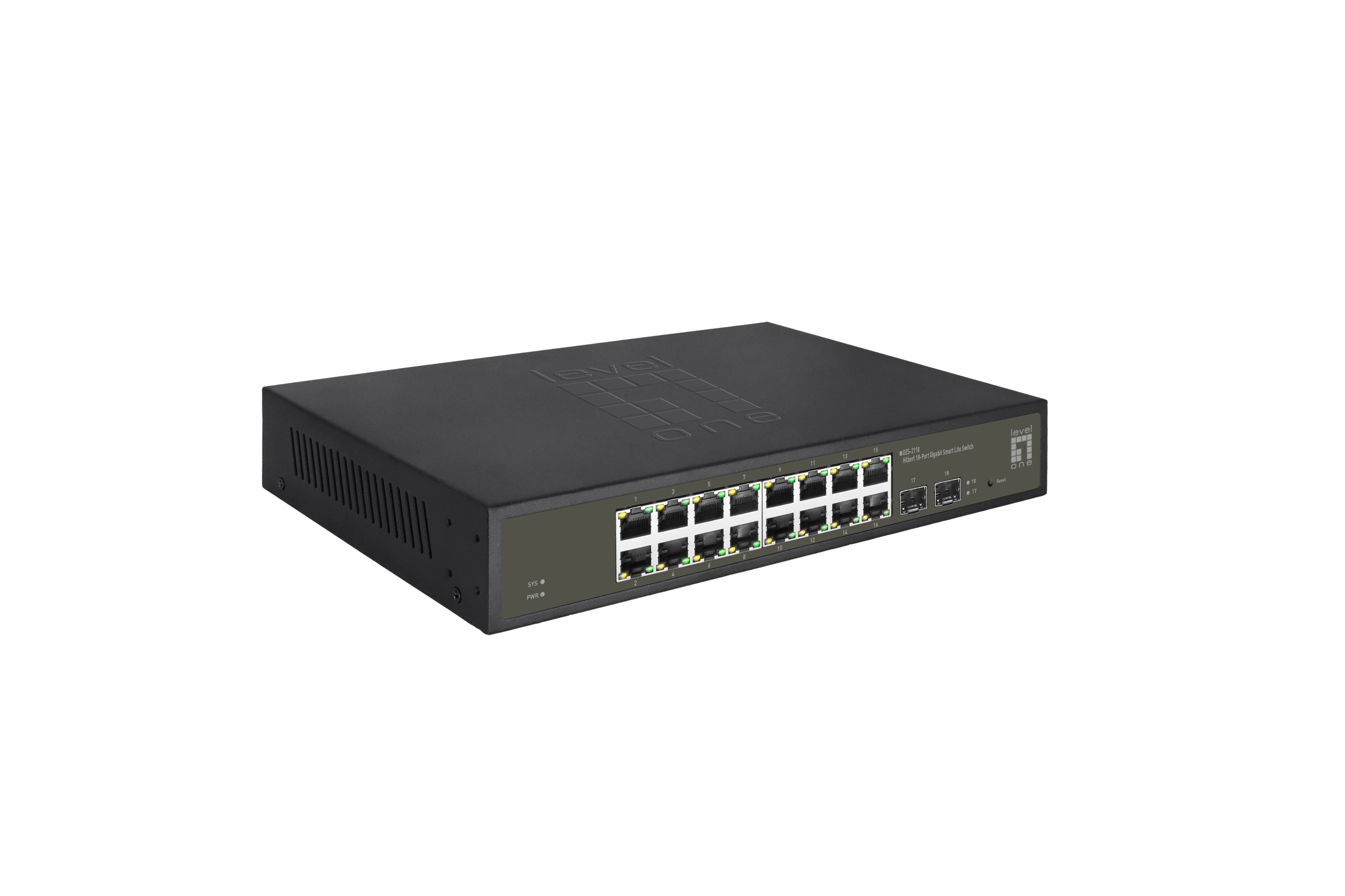 Switch Semigestionable Hilbert 16P GIGA + 2P SFP GIGA Carcasa Metalica — vista detalle 2