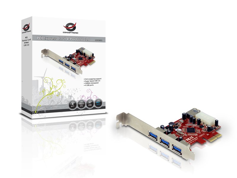 CONCEPTRONIC C4USB3EXI — Controladora PCIe USB 3.0, 4 puertos 5