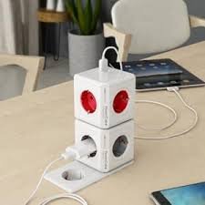Original 2 USB 5 Tomas de CORRIENTE. Regleta Color WHITE/GREEN 5