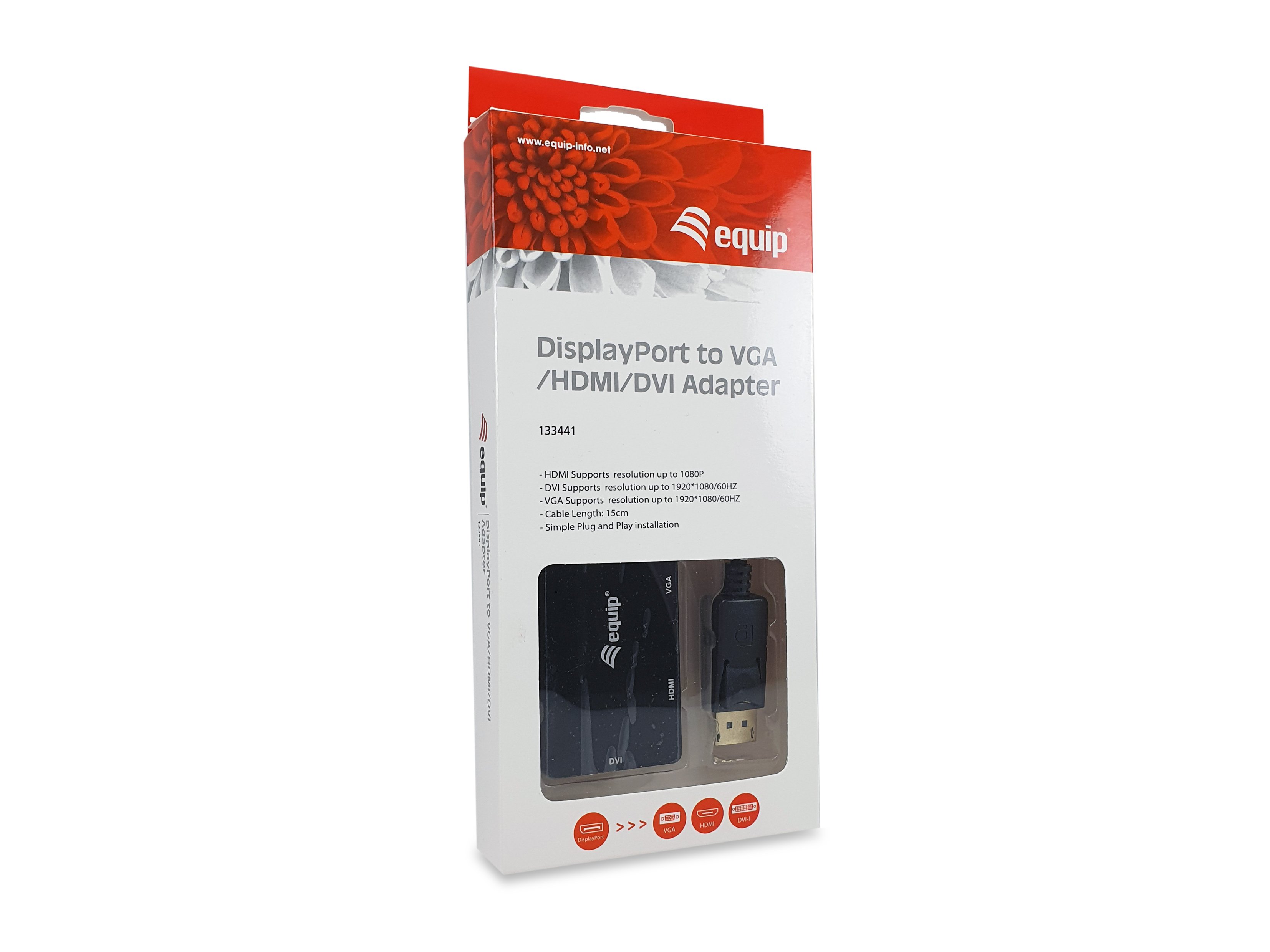 EQUIP 133441 — Adaptador DisplayPort a VGA/HDMI/DVI 4