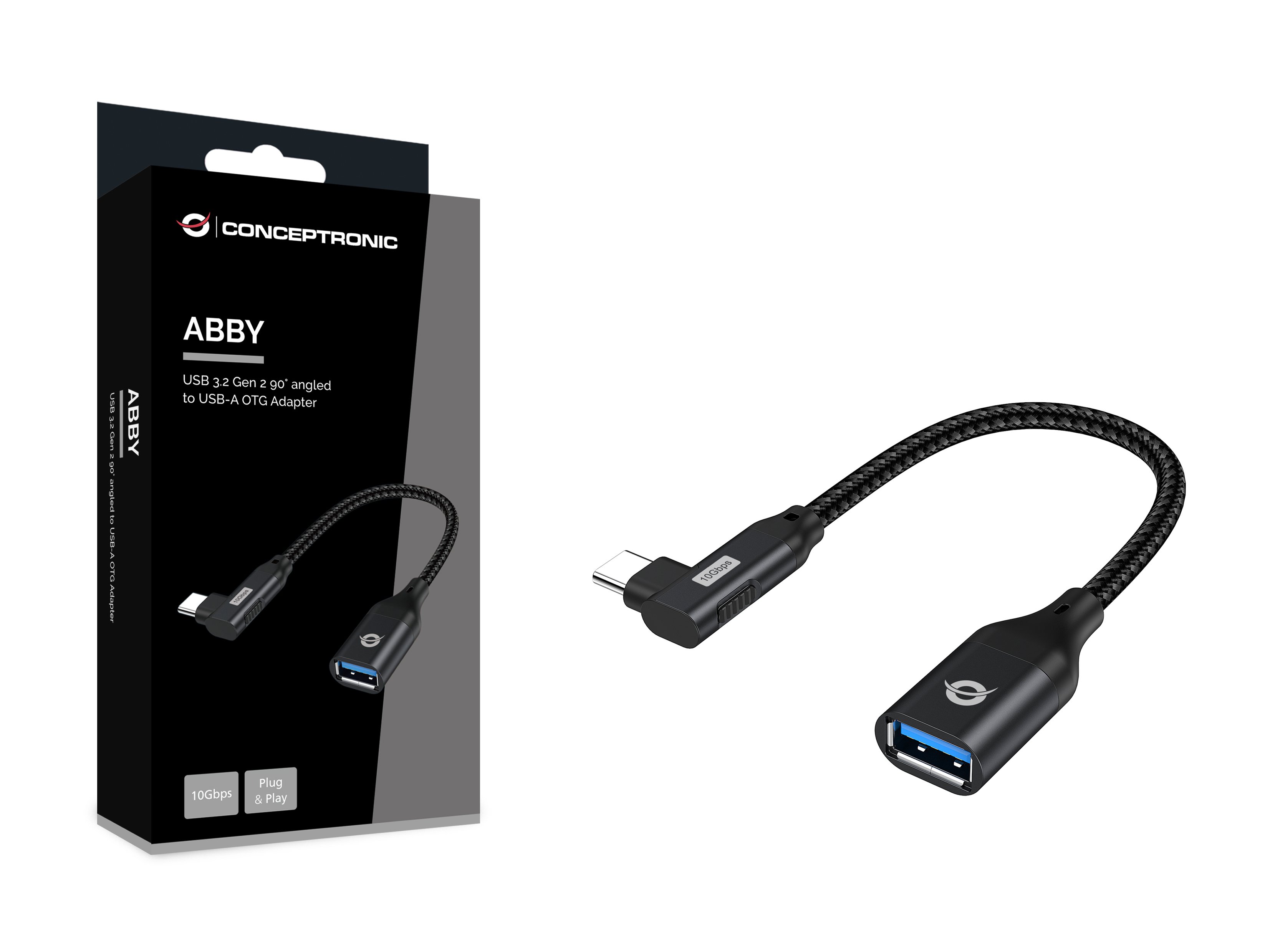 Adaptador USB-C ABBY19B a 1xUSB-A 3.2 10 Gbps Hembra OTG Angulo de 90º — vista detalle 1