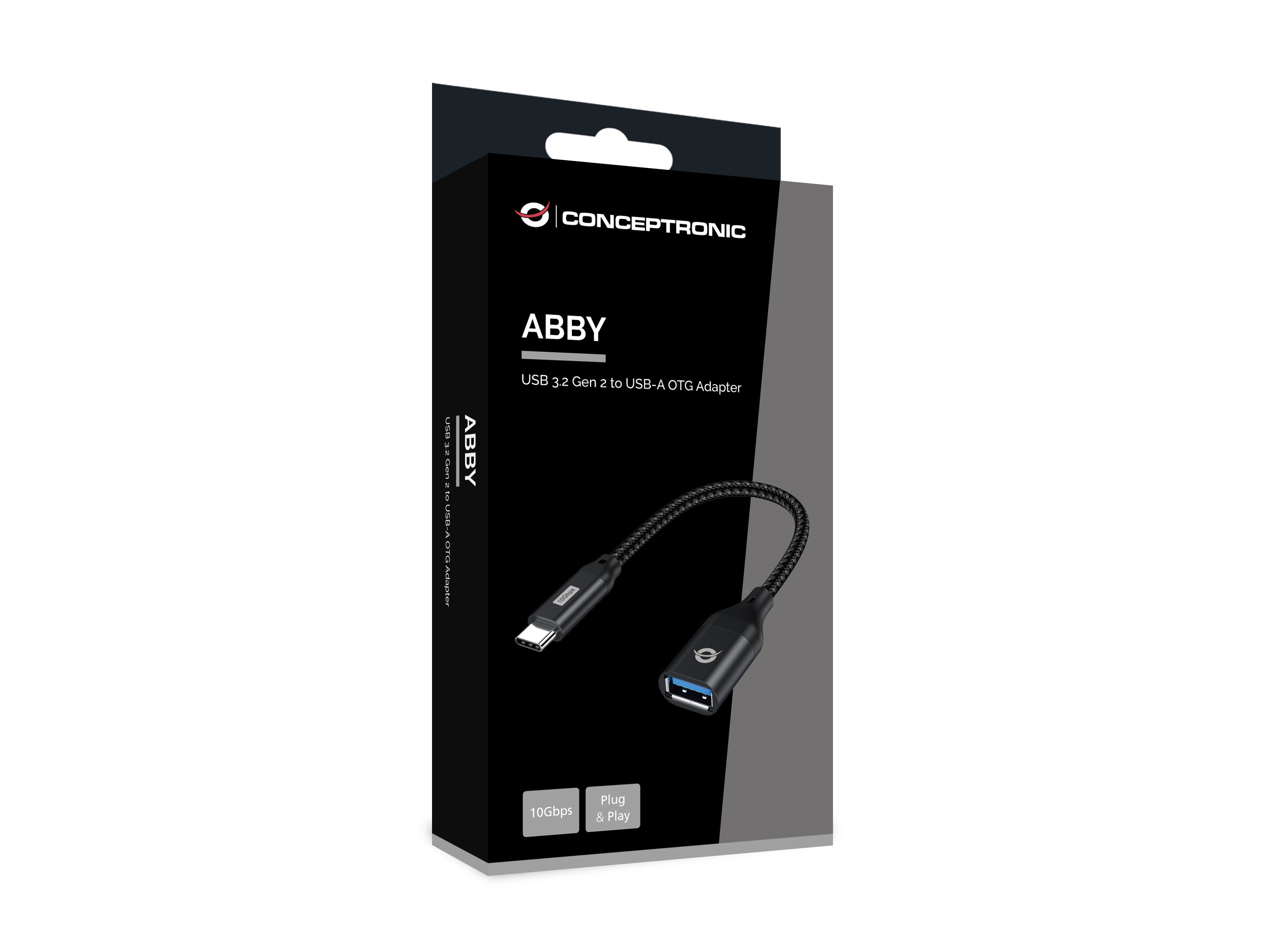 CONCEPTRONIC ABBY18B — Adaptador USB-C a USB-A 3.2, 10 Gbps 3