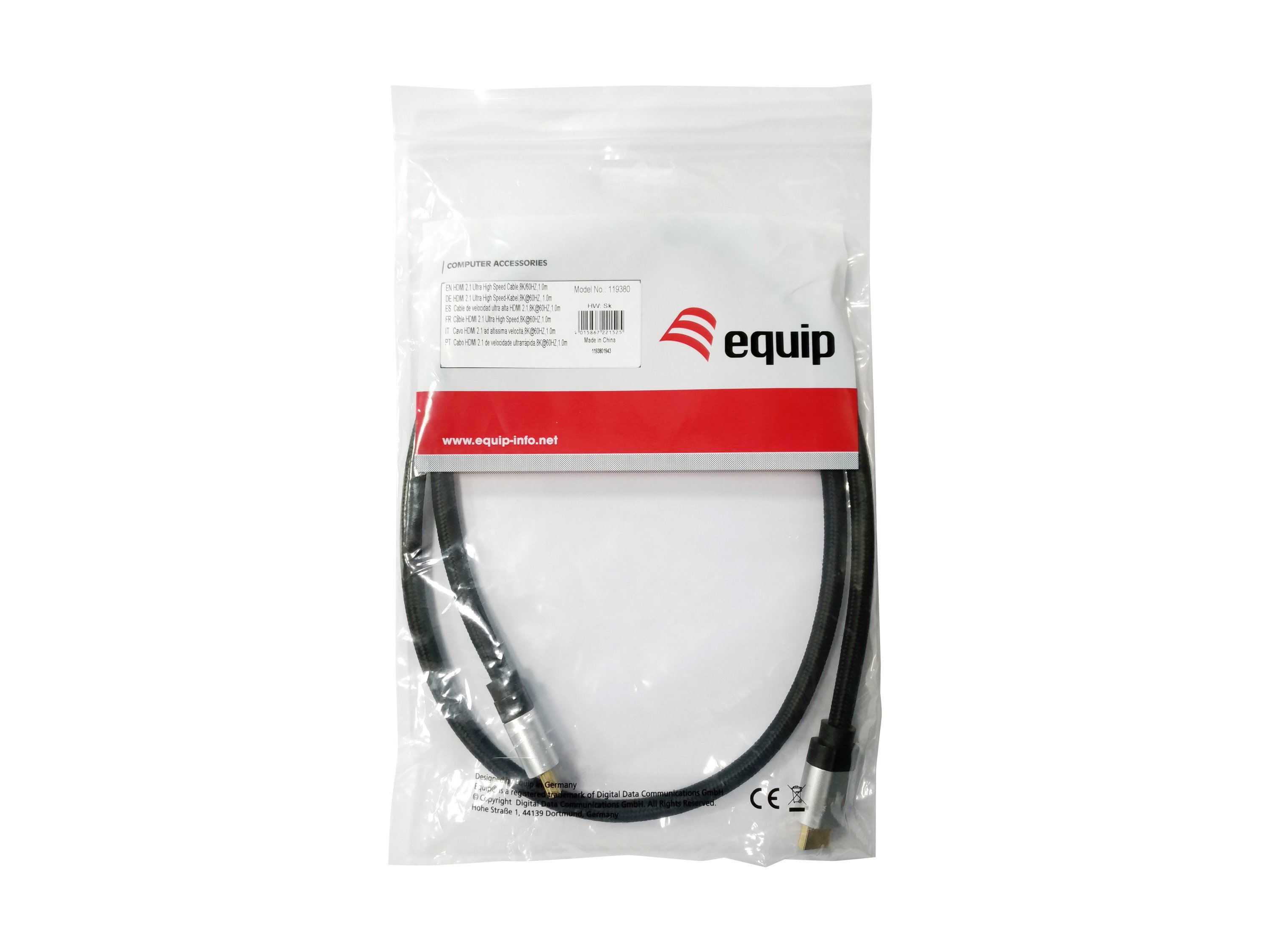 EQUIP 119381 — Cable HDMI 2.1 8K Ultra High Speed 2m con Ethernet 3