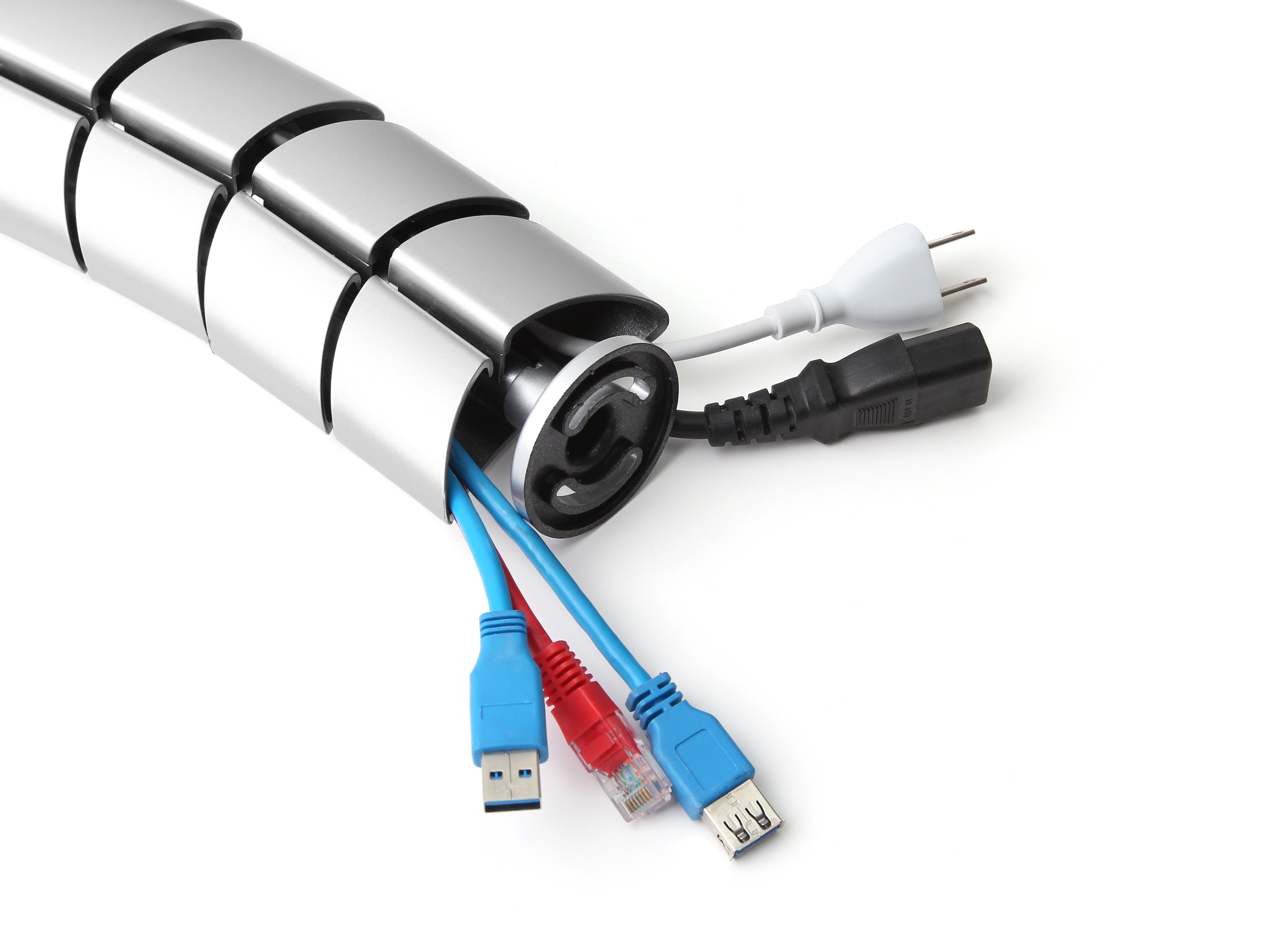 EQUIP 650862 — Organizador de cables doble canal plateado 2