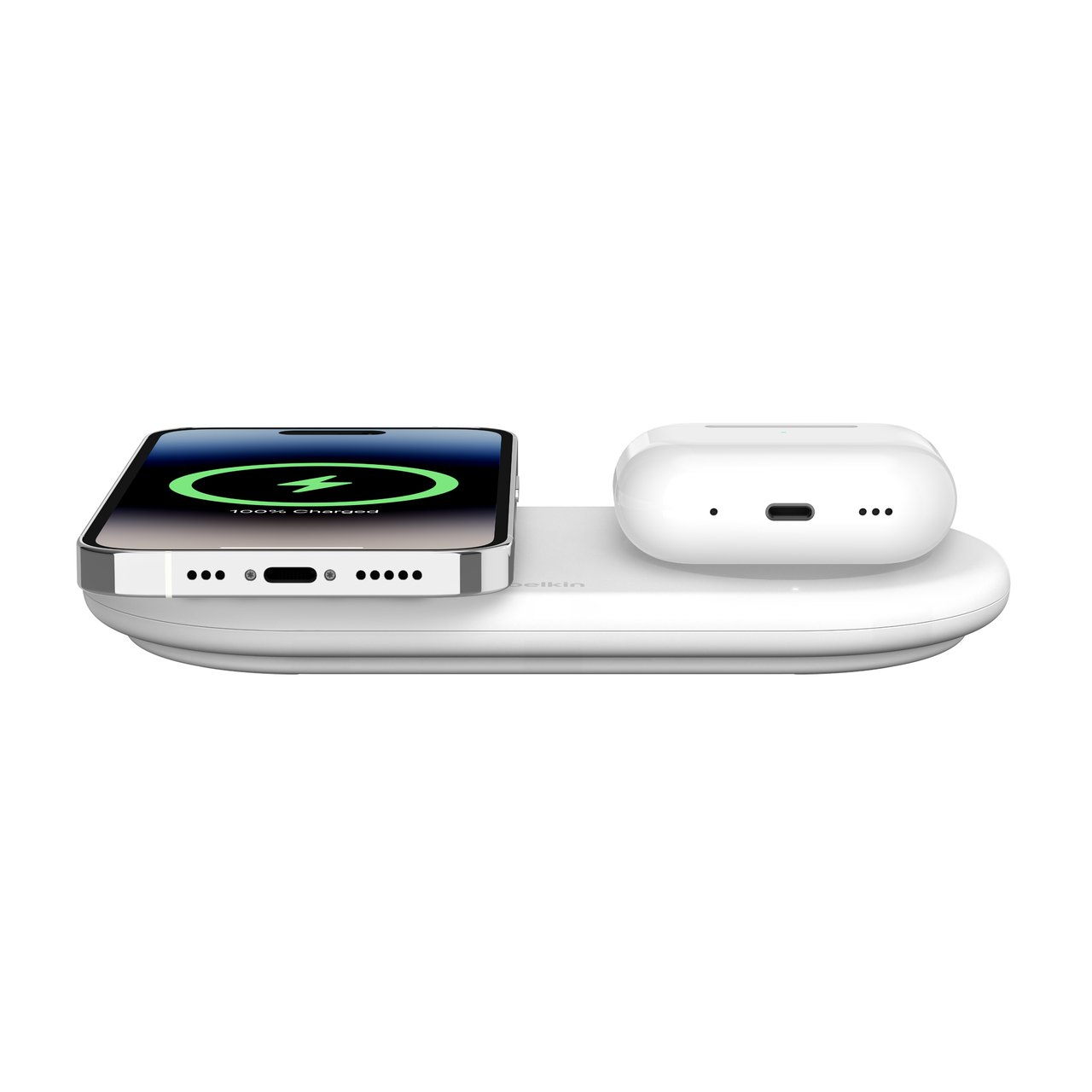 BASE de Carga Inalambrica Doble WIZ021VFWH 15W Qi2 Boost Charge Color Blanco — vista detalle 2
