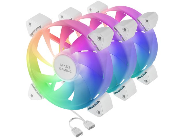 MARS GAMING MF-3A — Kit 3 ventiladores 120mm ARGB Rainbow — vista detalle 2