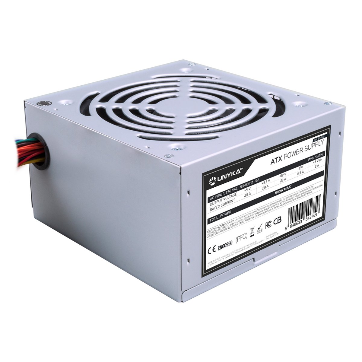 UNYKAch ATX 52099 — Fuente 500W silenciosa para PC