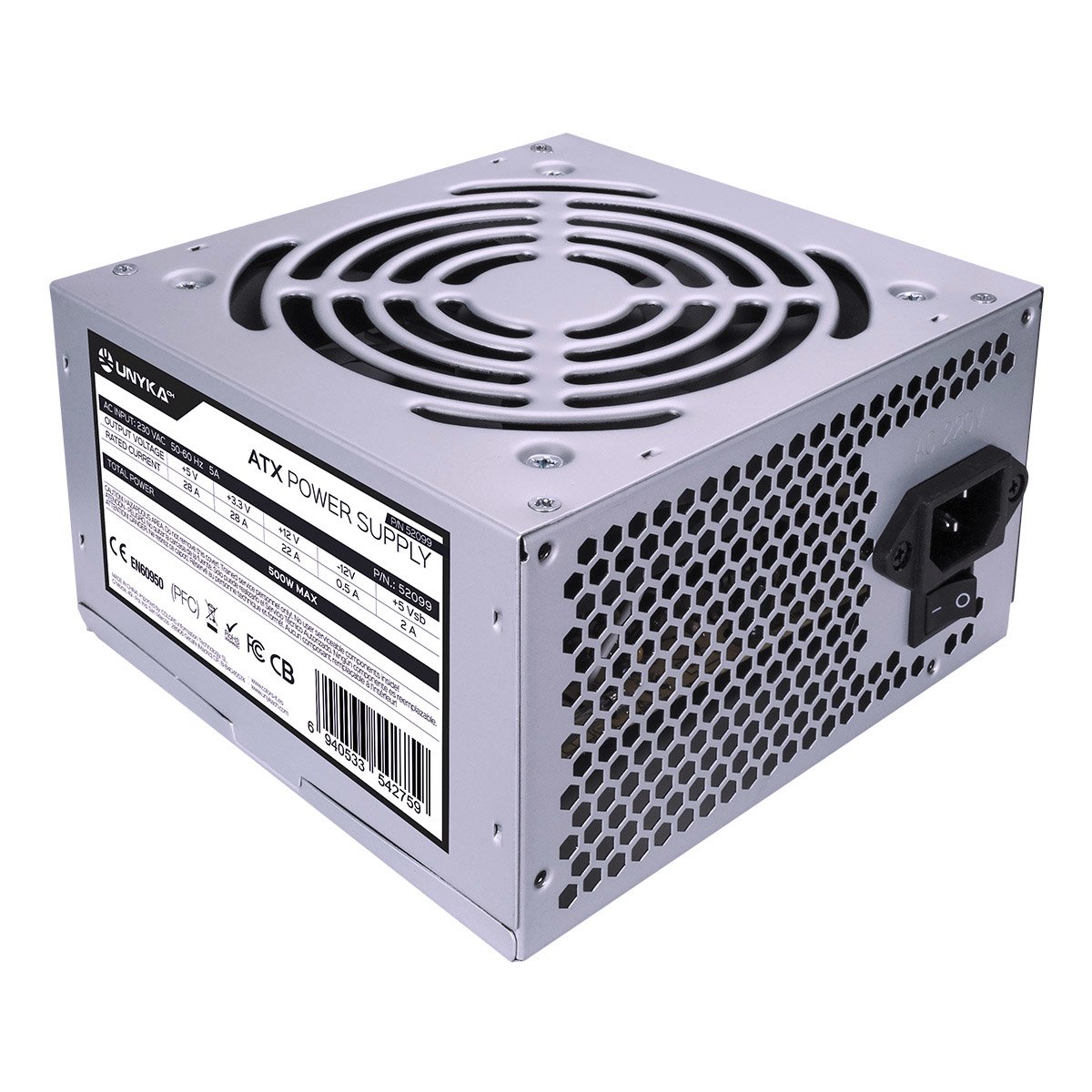 UNYKAch ATX 52099 — Fuente 500W silenciosa para PC 3