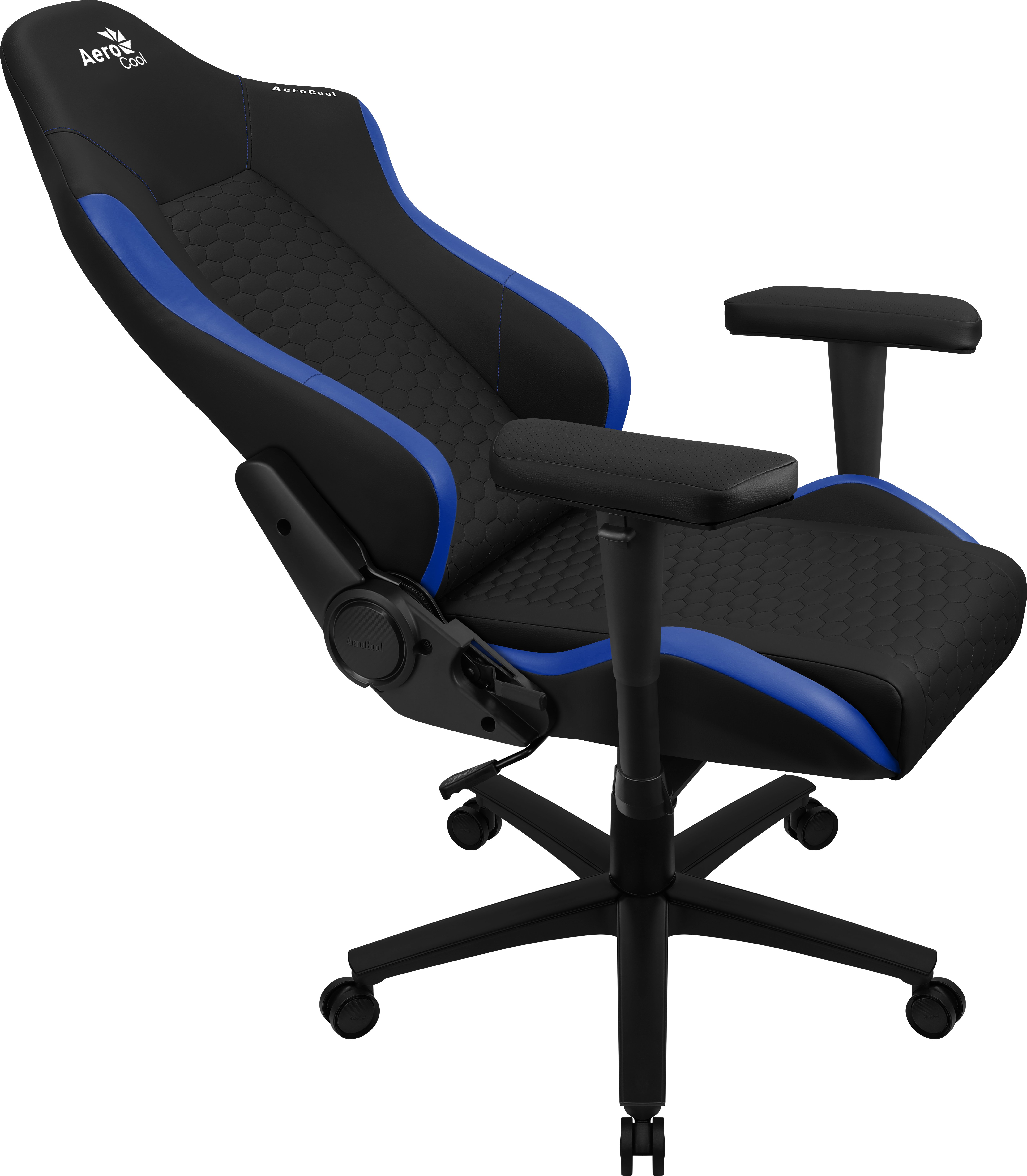 Silla Gaming Crown Diseño Premium Cuero Sintetico Aeroweave Negra con Detalles en Azul Reposabrazos 2D Cojin Lumbar Respaldo Ajustable 4