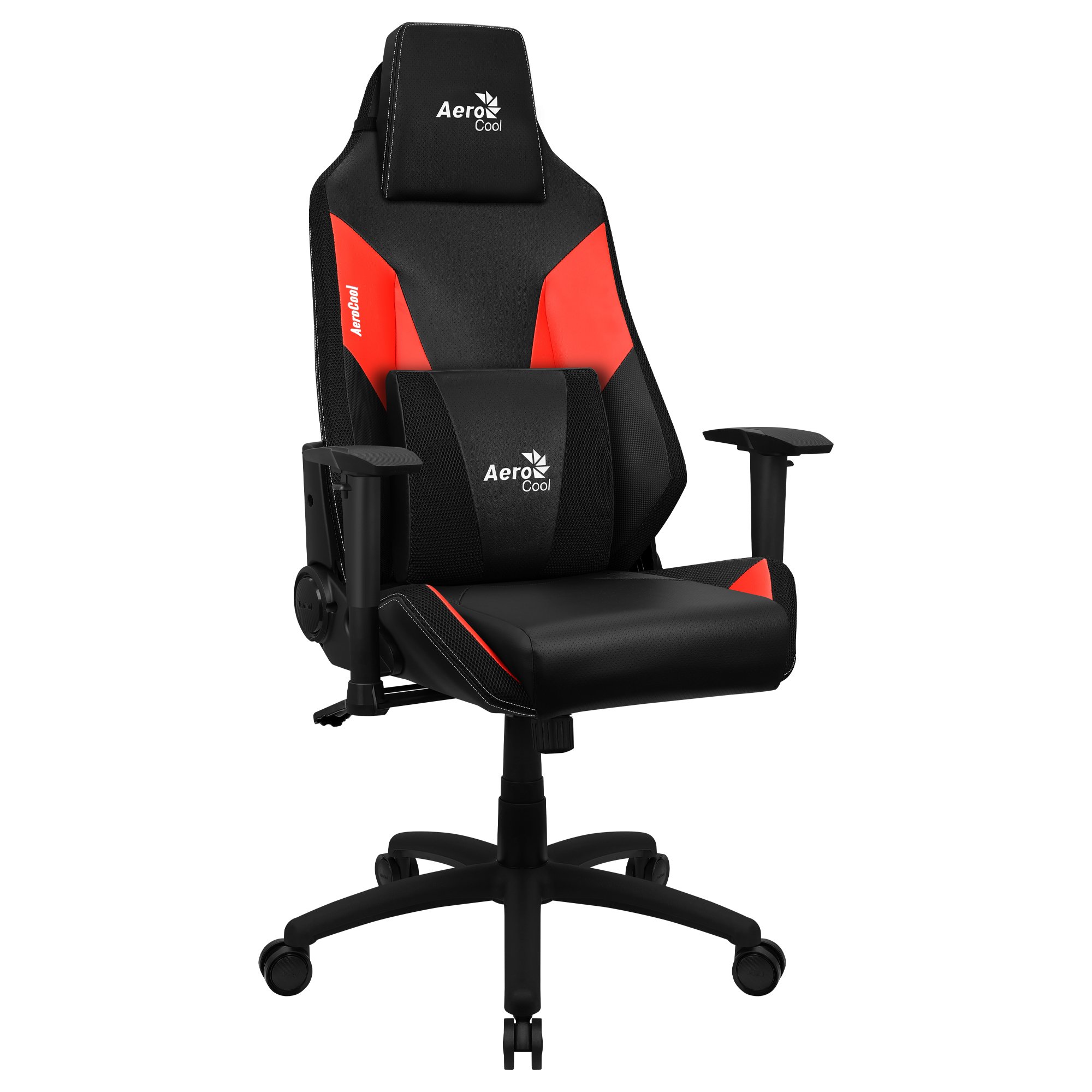 Silla Gamer Admiral Diseño Gaming Profesional Negra con Detalles en Rojo Sistema AIR Reposabrazos 2D Cojin Lumbar Respaldo Ajustable 90º- 18 3