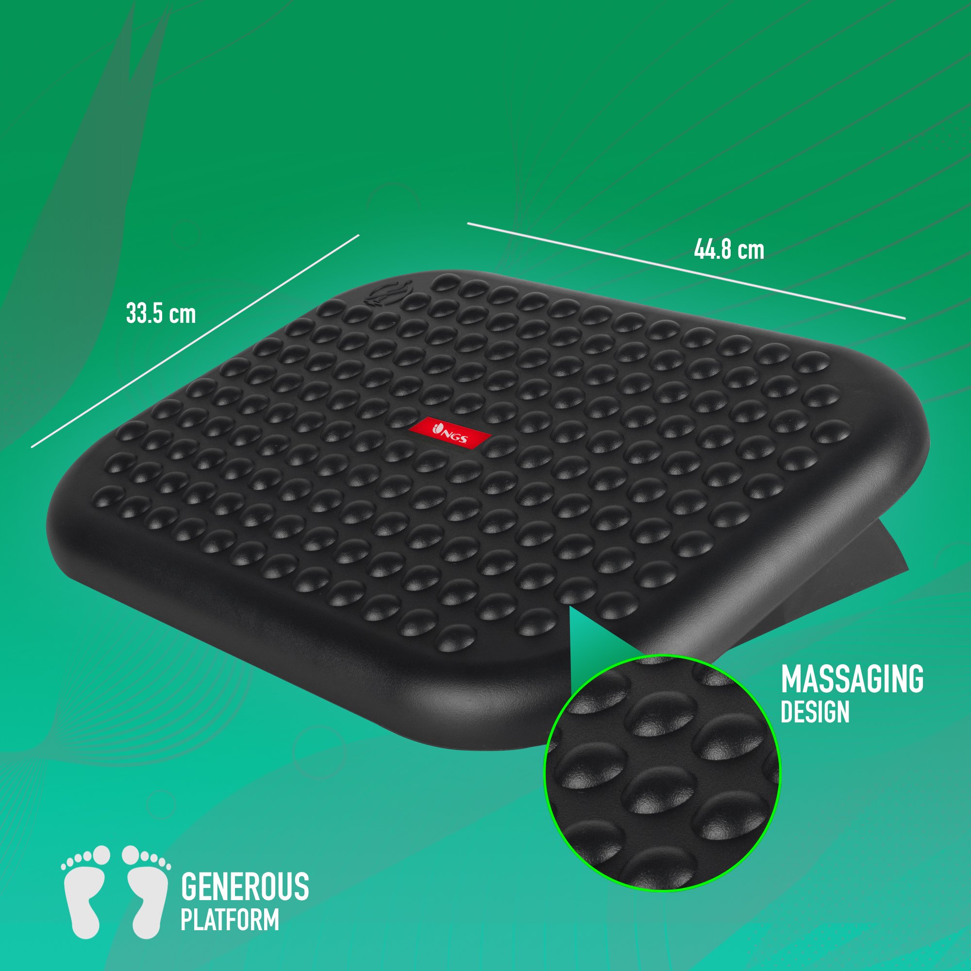NGS Footnest — Reposapiés ergonómico ajustable 0-15° 2
