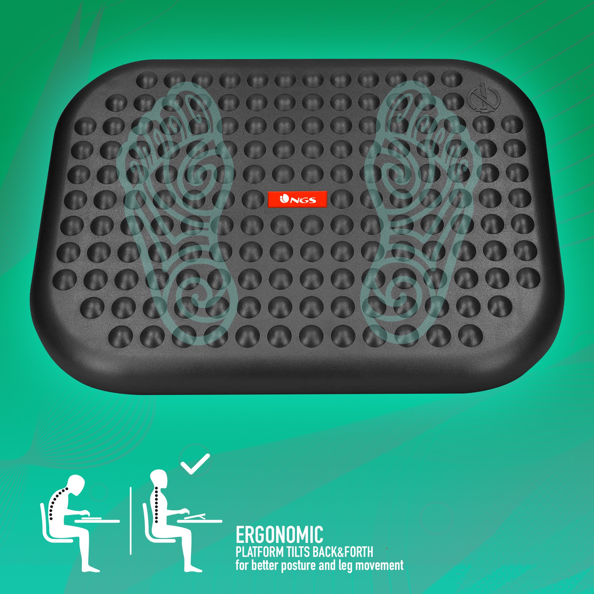 NGS Footnest — Reposapiés ergonómico ajustable 0-15° 4