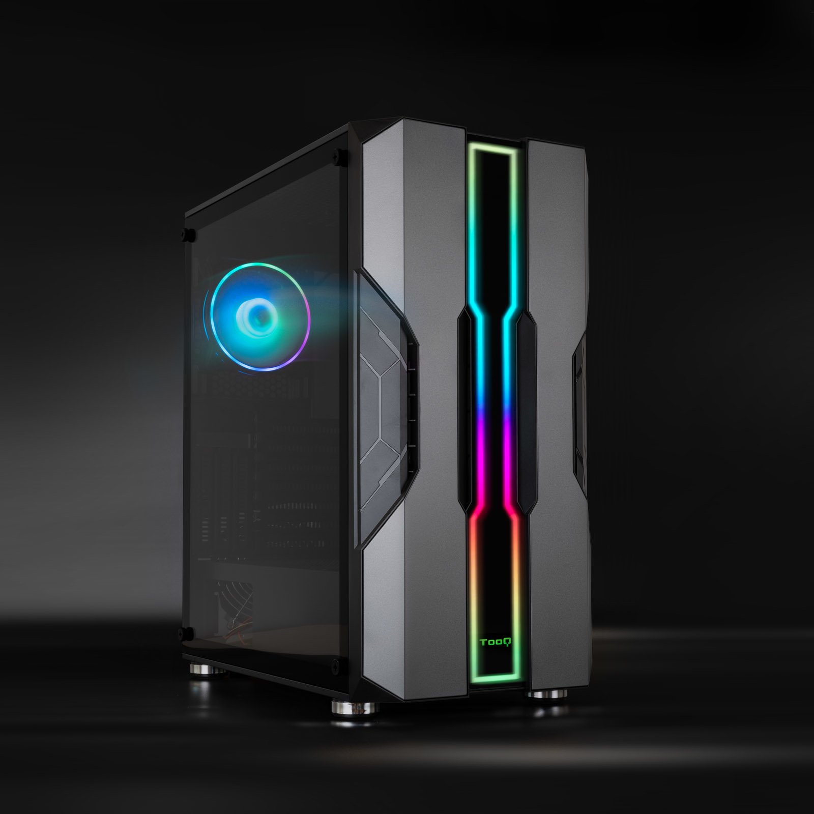 Caja ATX Semitorre Gaming TQGCC103-B "nightcity" Negra EATX/ATX/Micro ATX/Mini TX Frontal LED ARGB Ventana Lateral Cristal Templado — vista detalle 1