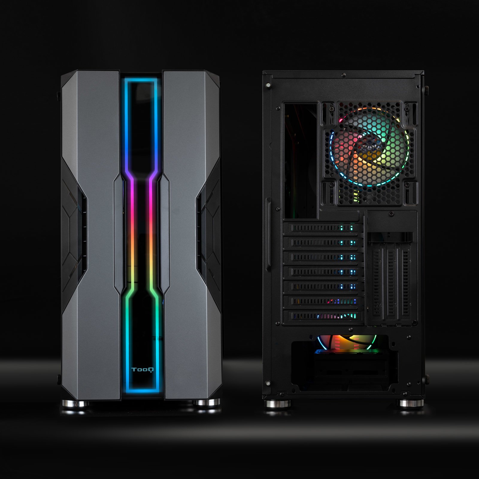 Caja ATX Semitorre Gaming TQGCC103-B "nightcity" Negra EATX/ATX/Micro ATX/Mini TX Frontal LED ARGB Ventana Lateral Cristal Templado — vista detalle 2
