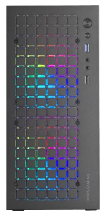 MARS GAMING MC-CORE BLACK — Caja MicroATX con ventana lateral y 2 ventiladores RGB