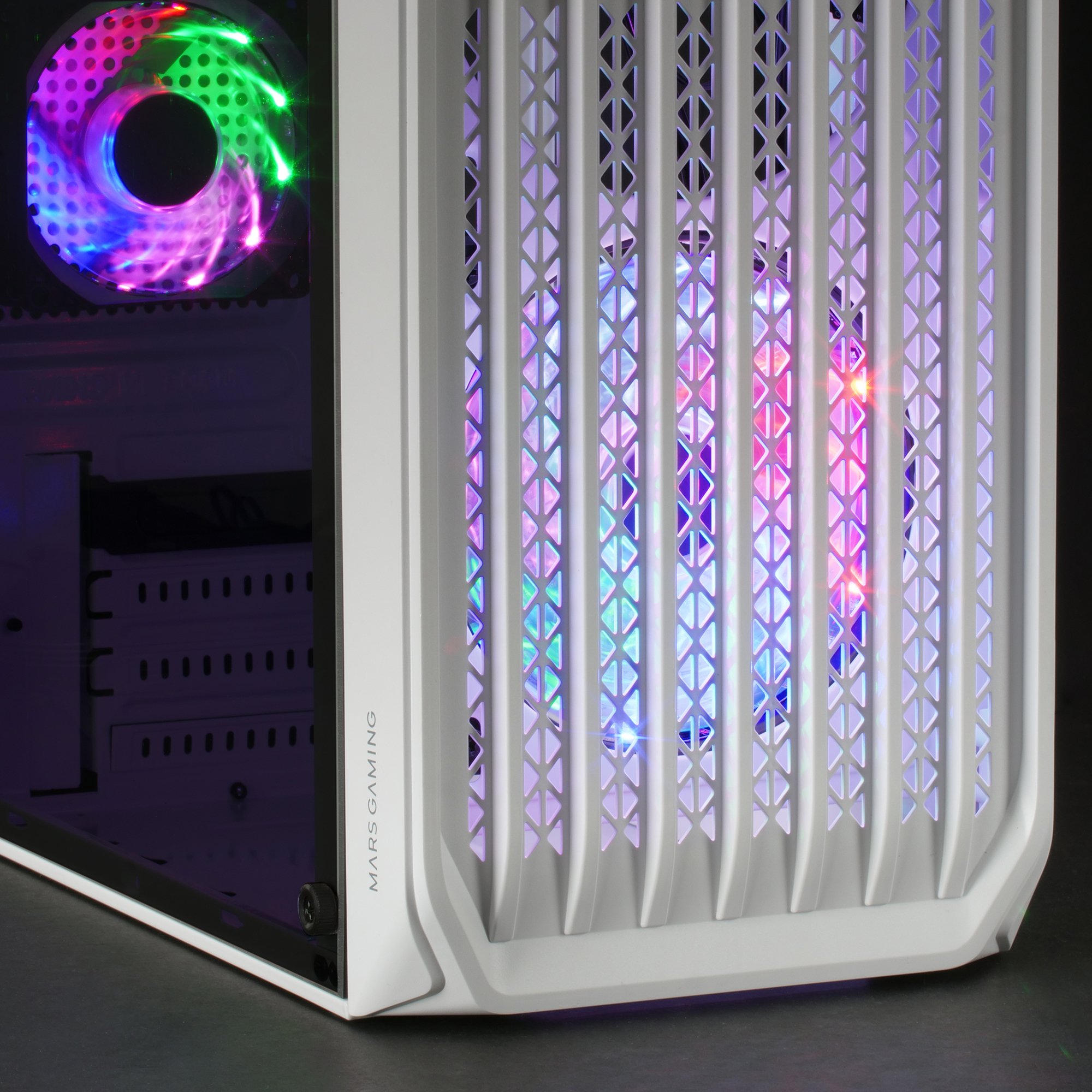 MARS GAMING MC-S2 White — Caja MicroATX Gaming con ventilador RGB y ventana lateral 3