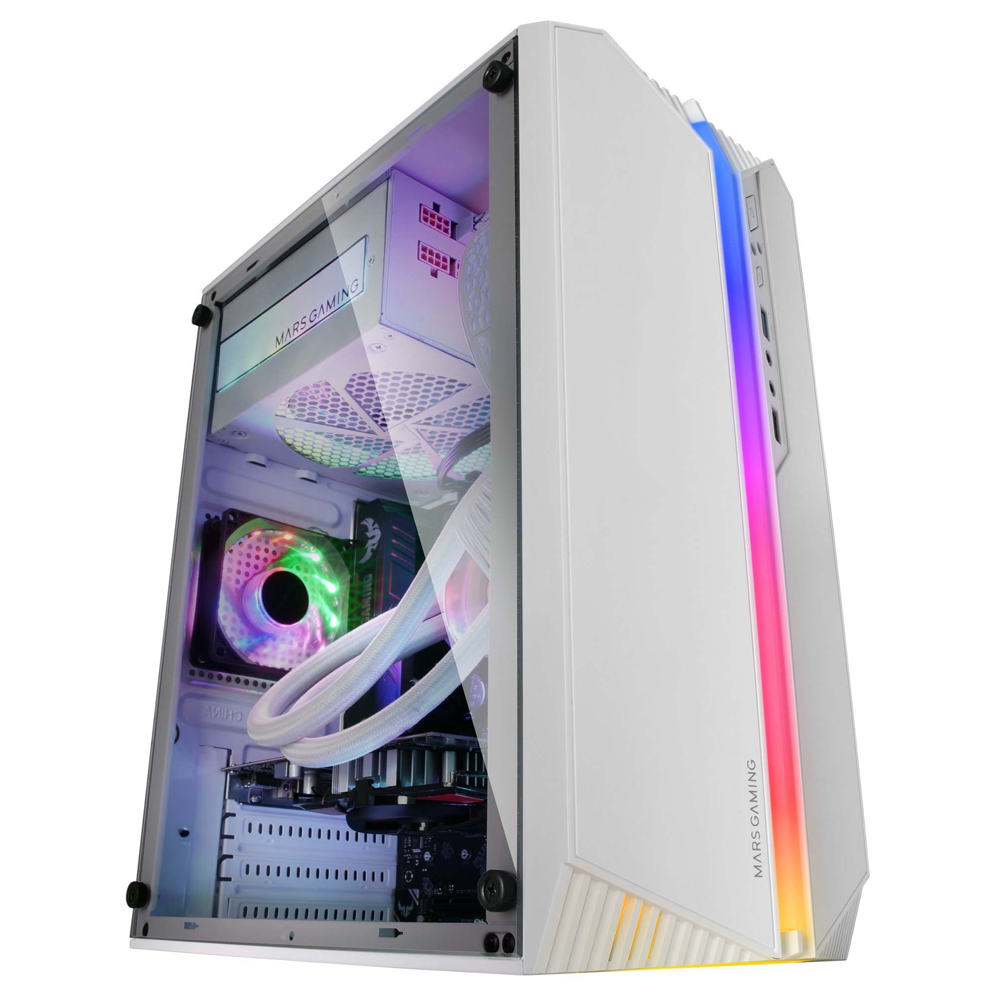 Caja Microatx Gaming MC-S1 White Frontal ARGB Ventilador Traser FRGB Ventana Lateral sin Fuente de Alimentacion — vista detalle 2