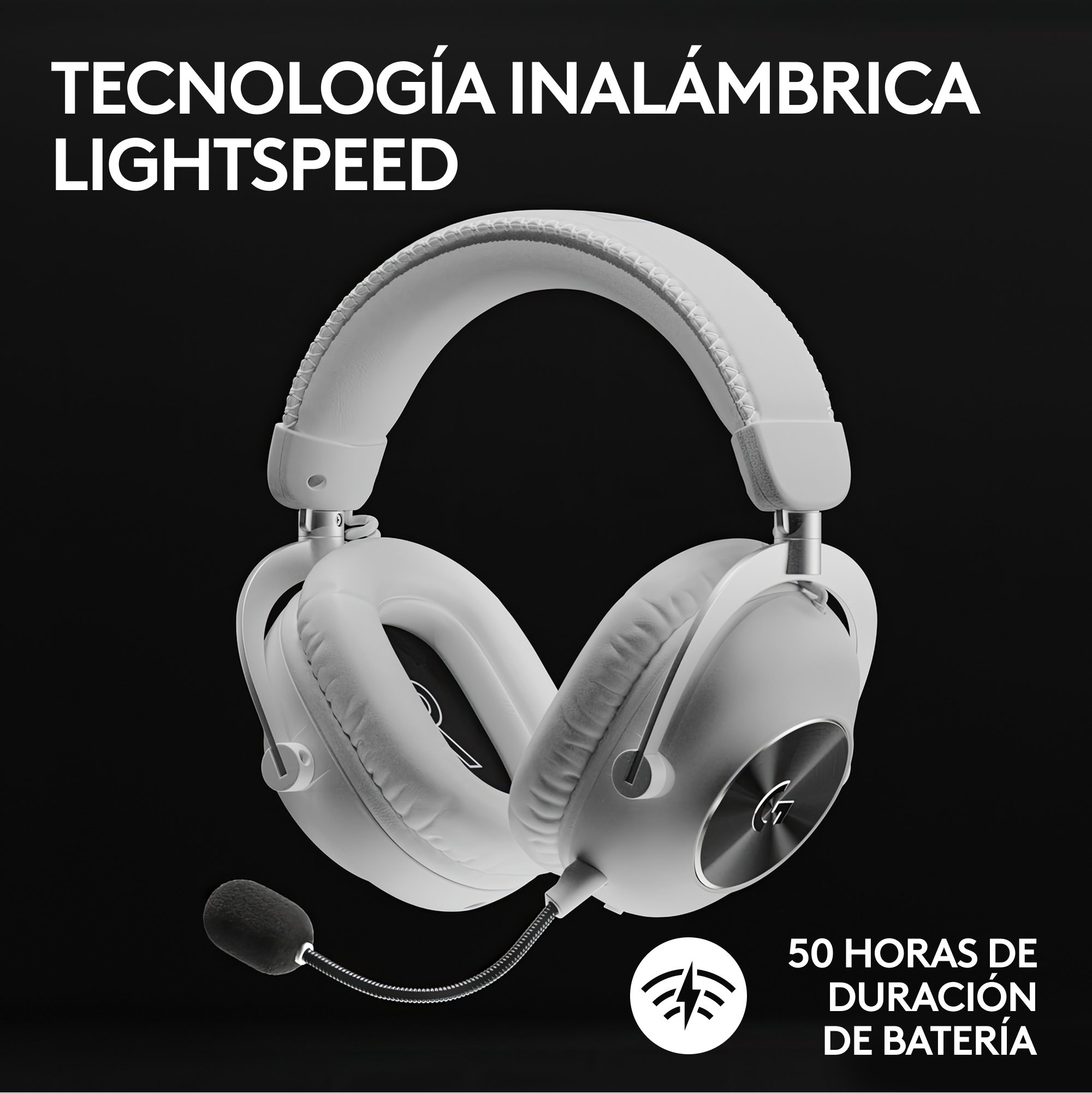 Headset Wireless Gaming Pro X 2 Lightspeed White P/N: 981-001269 — vista detalle 2