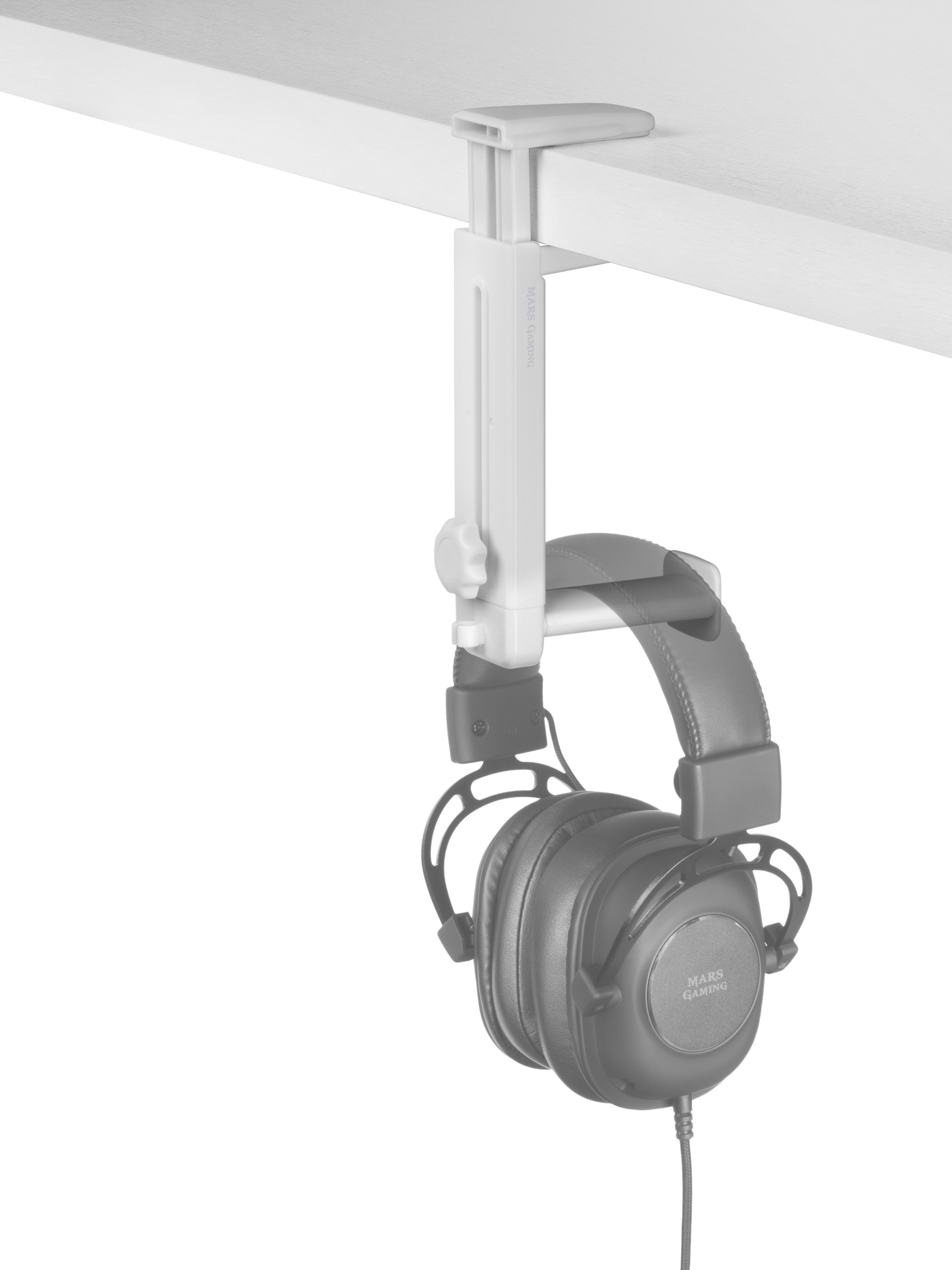 Soporte de Auriculares MHH2 White Instalacion por Debajo o Encima de la Mesa Rotacion 360º 5