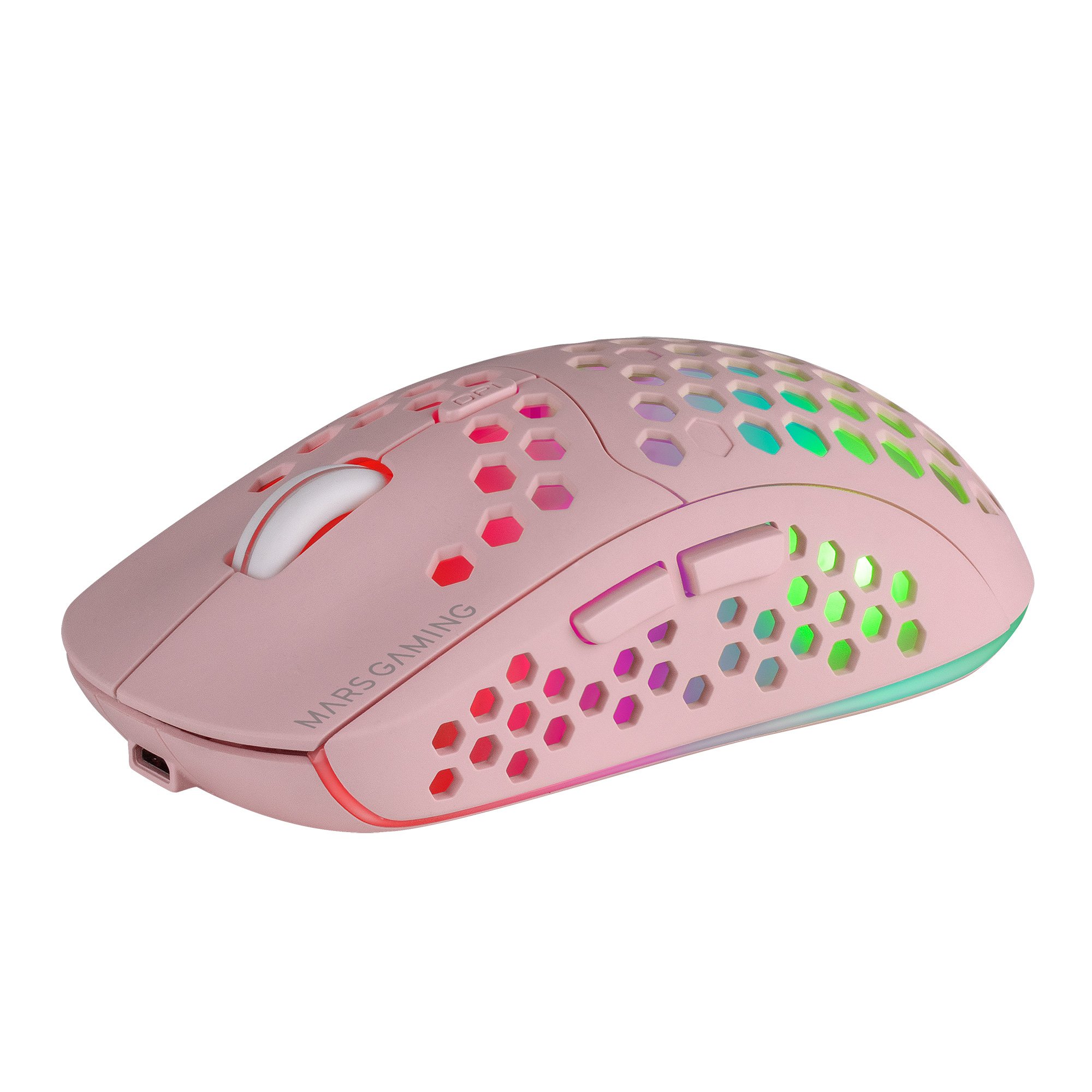 Mouse Wireless RGB MMW3 PINK USB 2.4G Bateria Recargable 3200DPI Ultraligero HIVE Iluminacion RGB FLOW — vista detalle 2