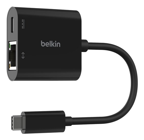Adaptador INC019BTBK USB-C a Ethernet + Carga 100W Color Negro — vista detalle 1