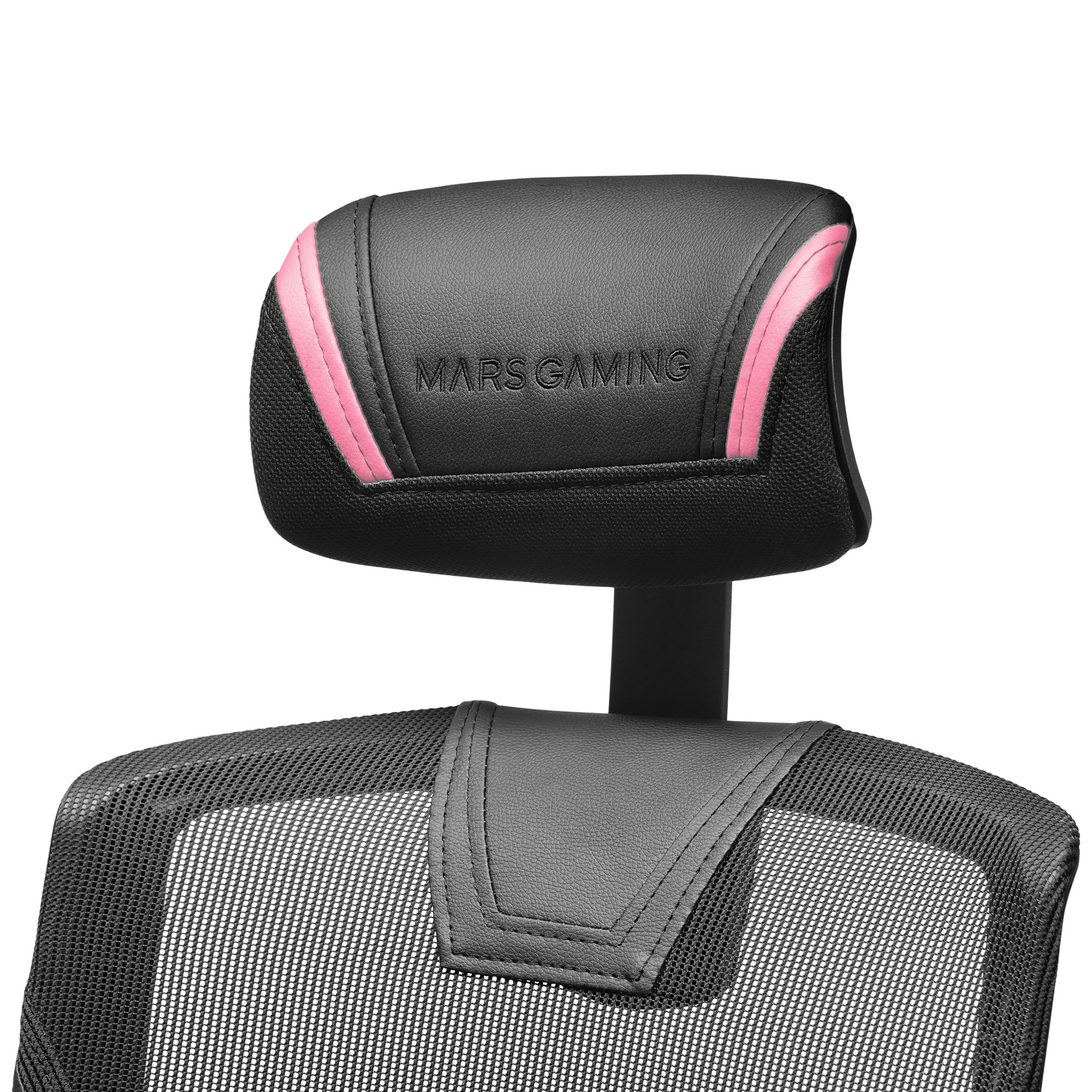 Silla Ergonomica MGC-ERGO Negra con Detalles en Rosa Respaldo en Malla Transpirable Ajuste LUMBAR-CERVICAL-REPOSABRAZOS — vista detalle 1