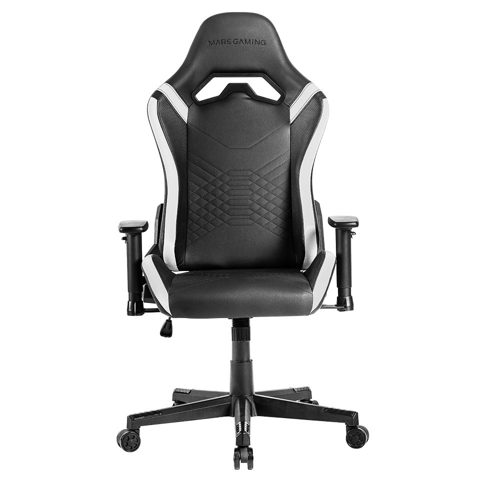 Silla Gamer Mgcprobw Negra con Detalle Blancos Brazos Reg...