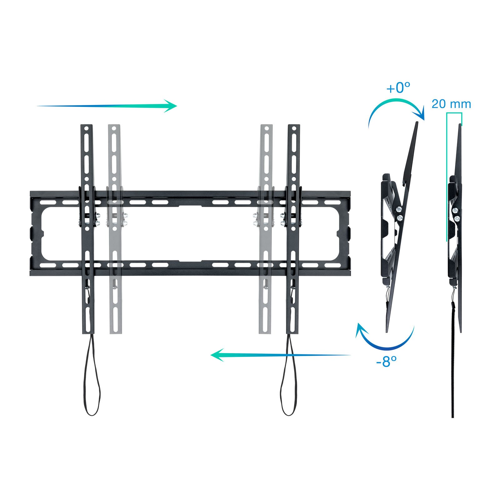 Soporte de Pared Orientable LP1081T-B para Pantalla 37"- 80" Max 45KG VESA 200x200 a 600x400 Inclinable — vista detalle 1
