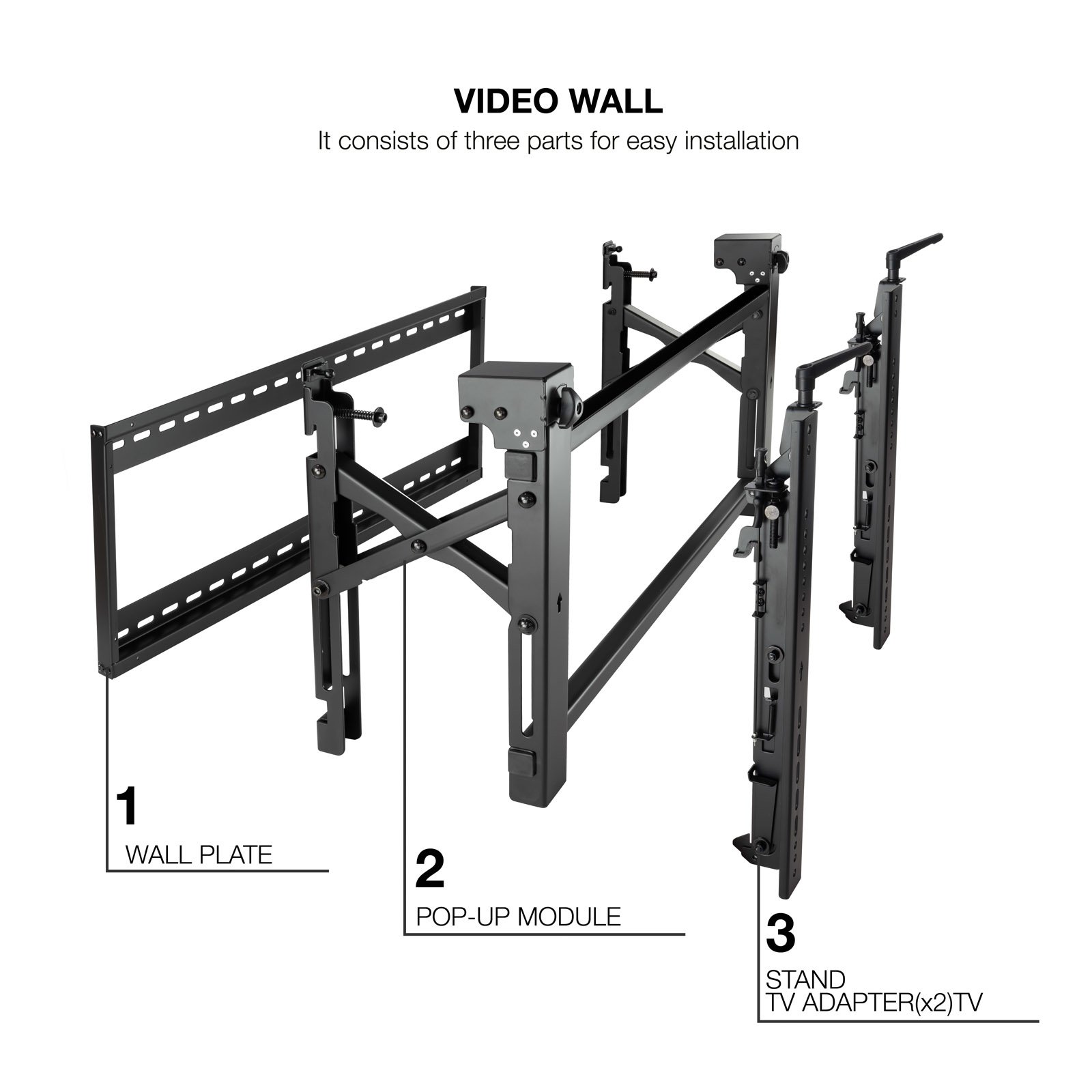 Soporte de Pared Orientable TQVW4570T para Pantallas 45" a 70" Video WALL 6 Puntos de Regulacion Antirrobo VESA 200X200 a 600X400 Negro — vista detalle 1
