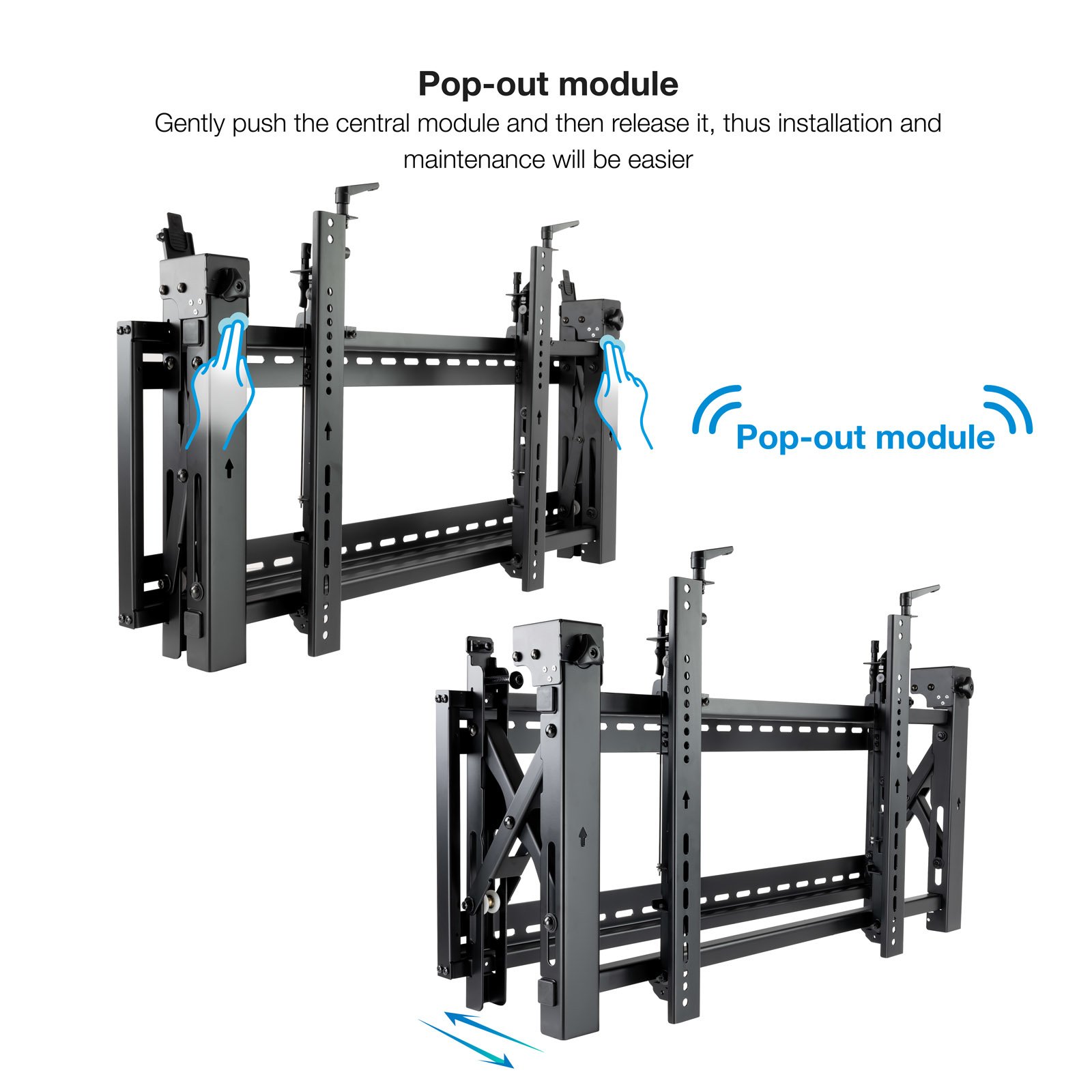 Soporte de Pared Orientable TQVW5470T para Pantallas 54" a 70" Video WALL 6 Puntos de Regulacion Antirrobo VESA 200X200 a 800X400 Negro — vista detalle 2