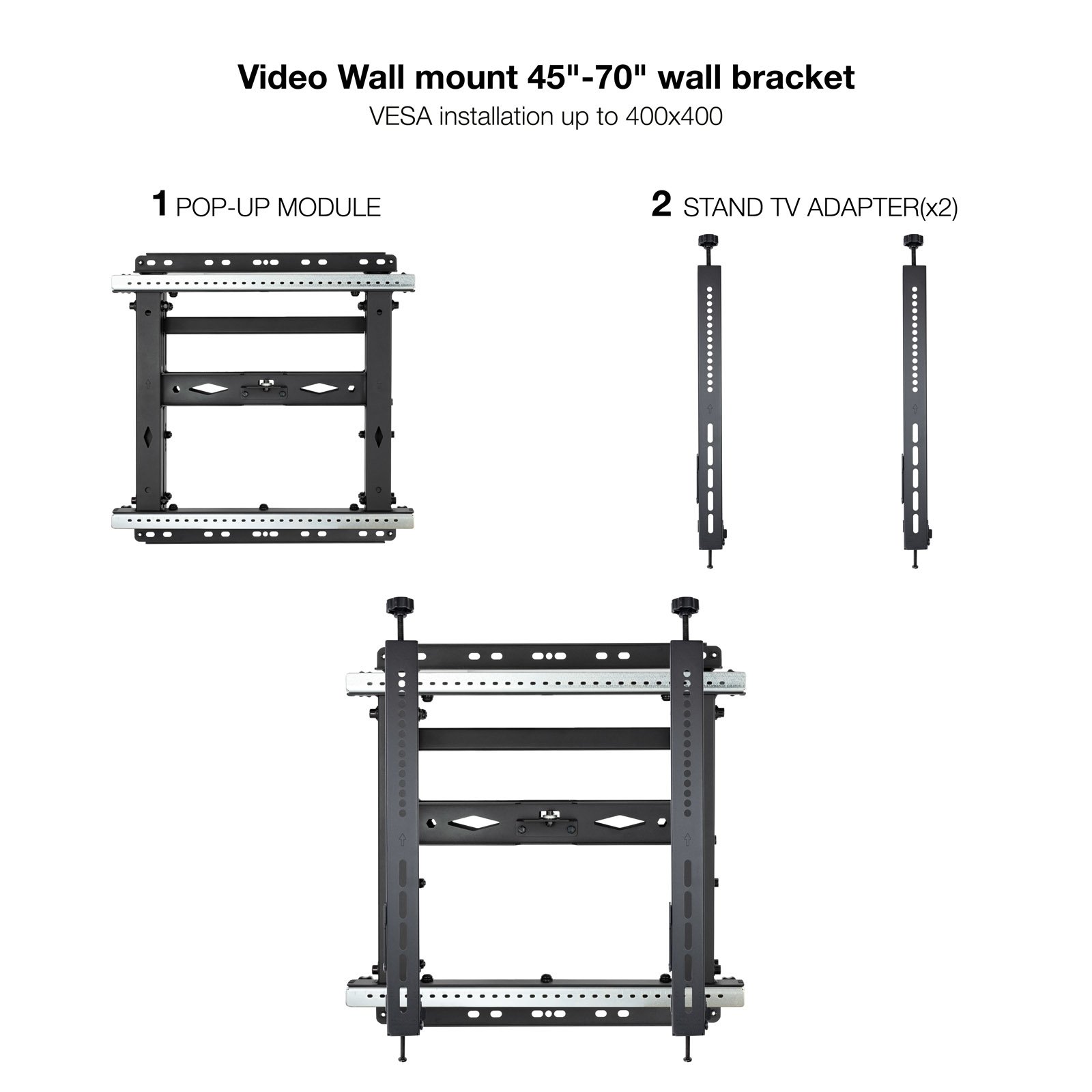 Soporte de Pared Orientable TQVW4571T para Pantallas 45" a 70" Video WALL Extensible POP-UP 12º Inclinacion Max 70KG Antirrobo VESA 200X200 a 60 — vista detalle 1