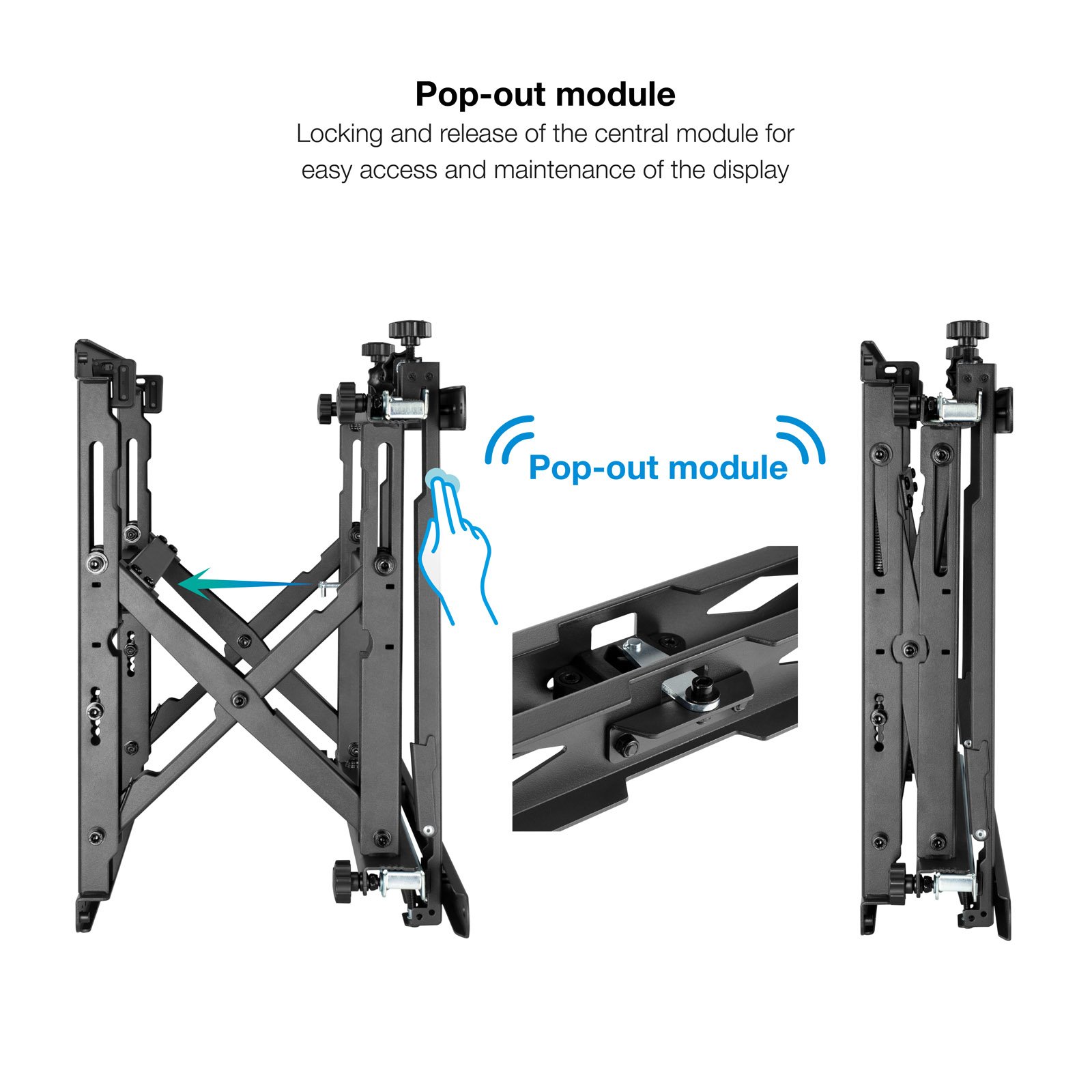 Soporte de Pared Orientable TQVW4571T para Pantallas 45" a 70" Video WALL Extensible POP-UP 12º Inclinacion Max 70KG Antirrobo VESA 200X200 a 60 — vista detalle 2