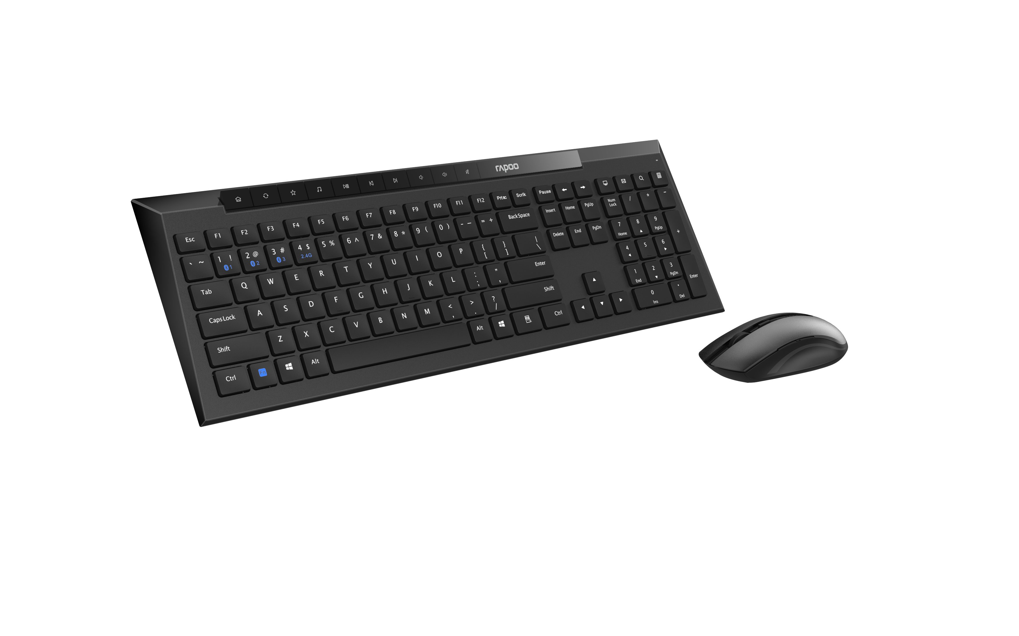 Teclado y Mouse Wireless y Bluetooth 8210M 2.4GHz BT 4.0 BT 5.0 1600DPI Ajustable Color Negro Multi MODE — vista detalle 1