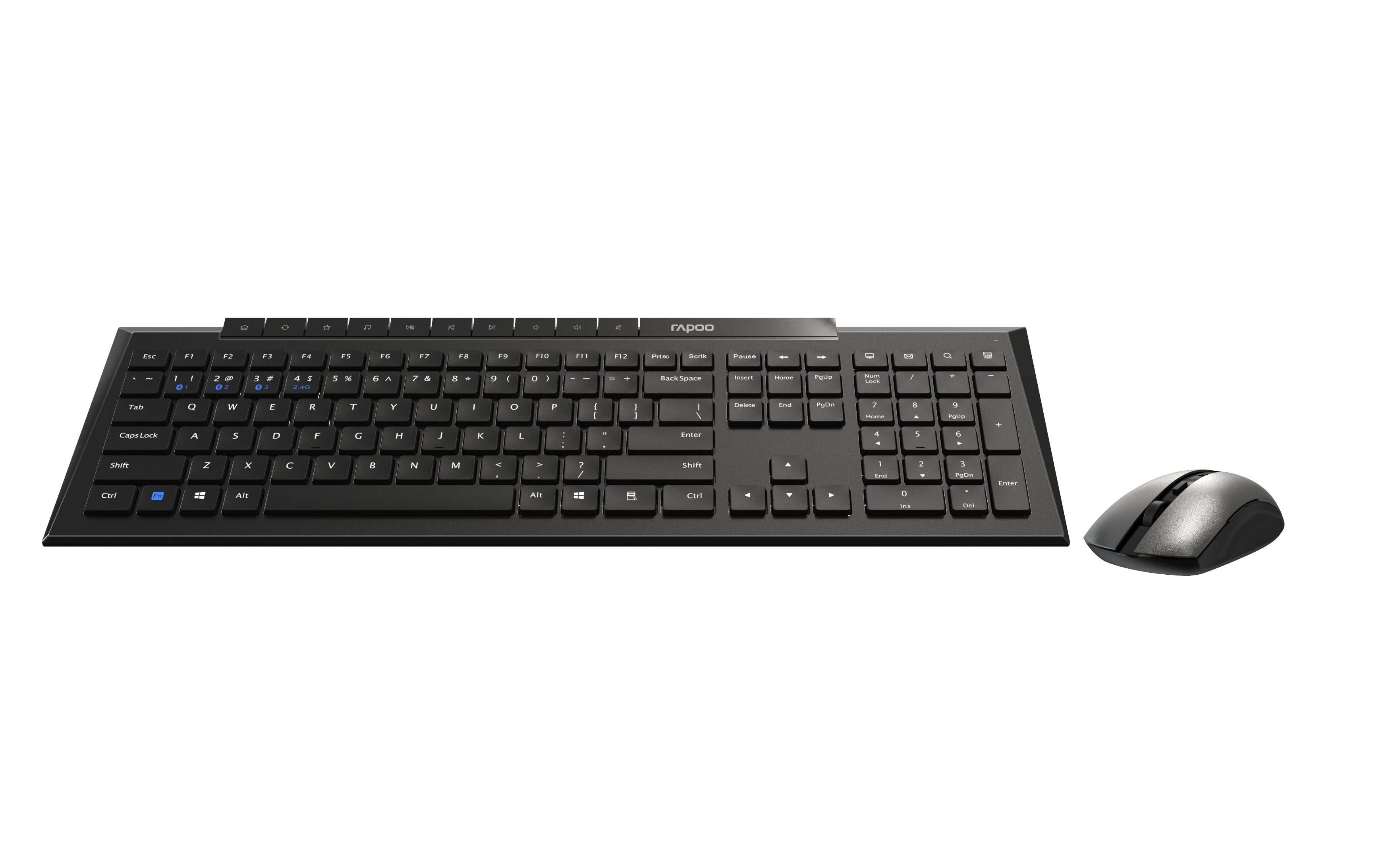 Teclado y Mouse Wireless y Bluetooth 8210M 2.4GHz BT 4.0 BT 5.0 1600DPI Ajustable Color Negro Multi MODE — vista detalle 2