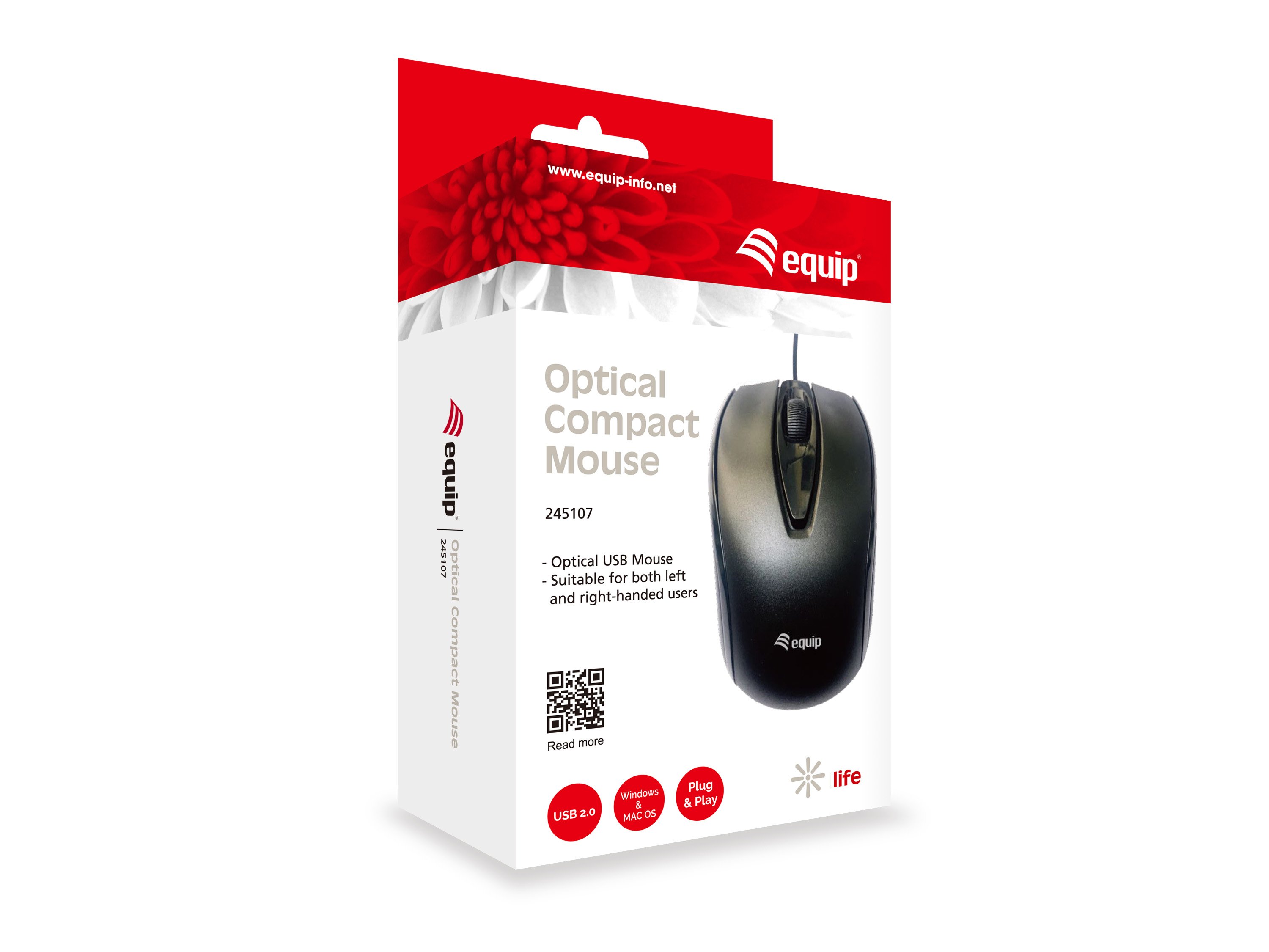 Mouse Compact LIFE Optico Negro USB 1000DPI 4