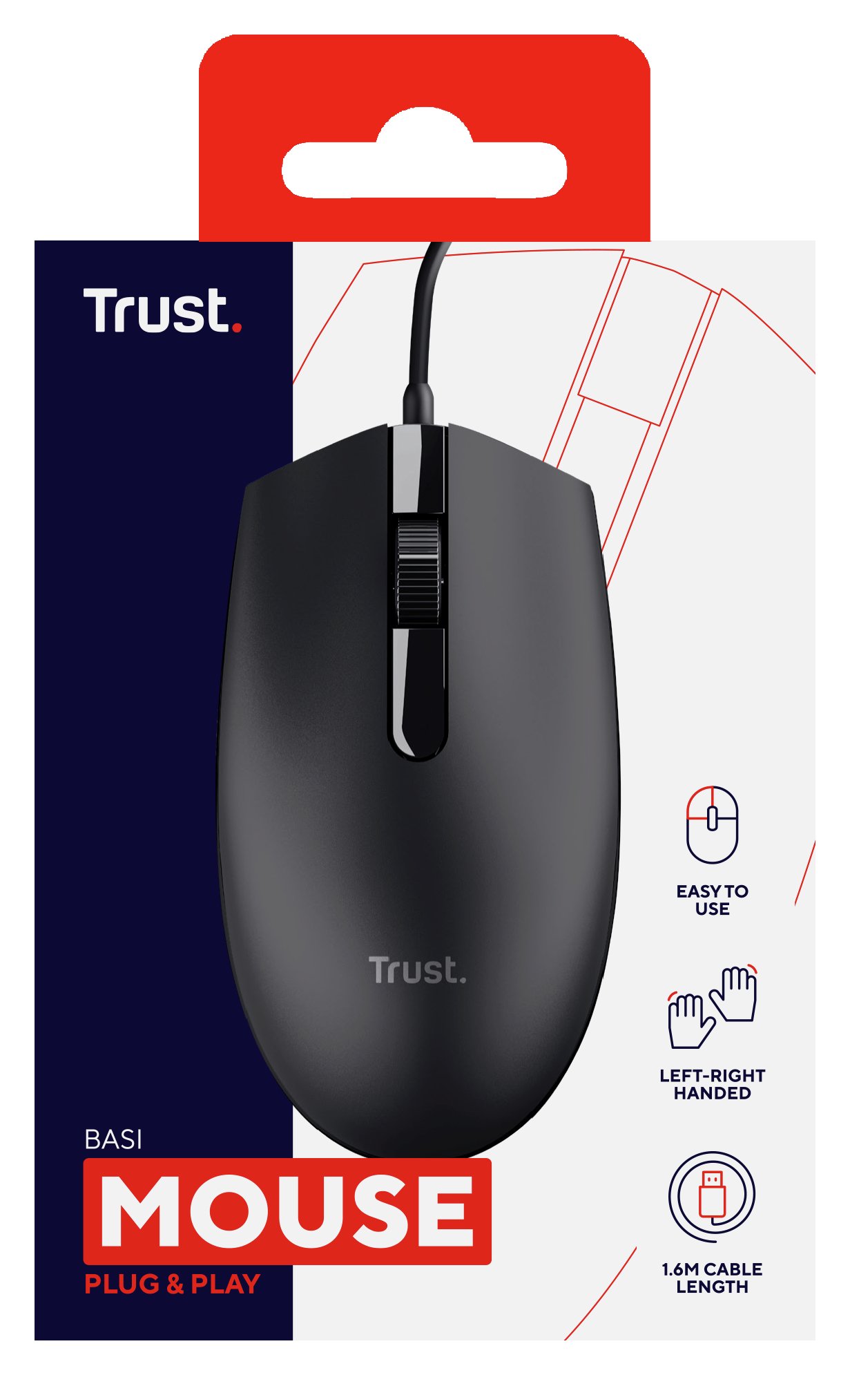 Trust Basi 24271 — Mouse USB 3 botones, 1200 DPI 4