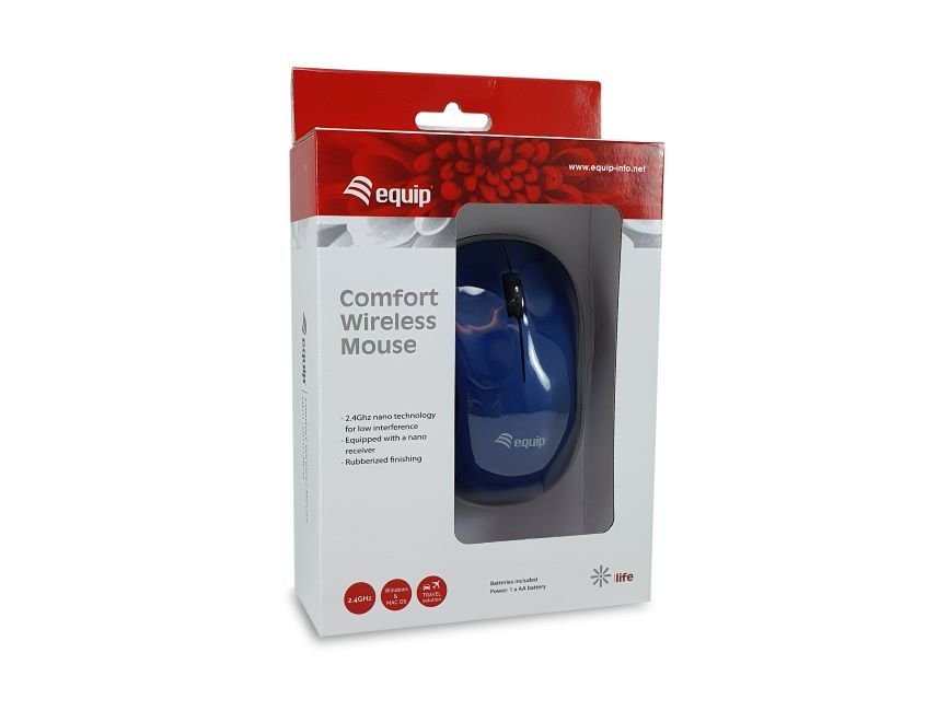 EQUIP Wireless Comfort Mouse — 1200 DPI, diseño ergonómico azul — vista detalle 2
