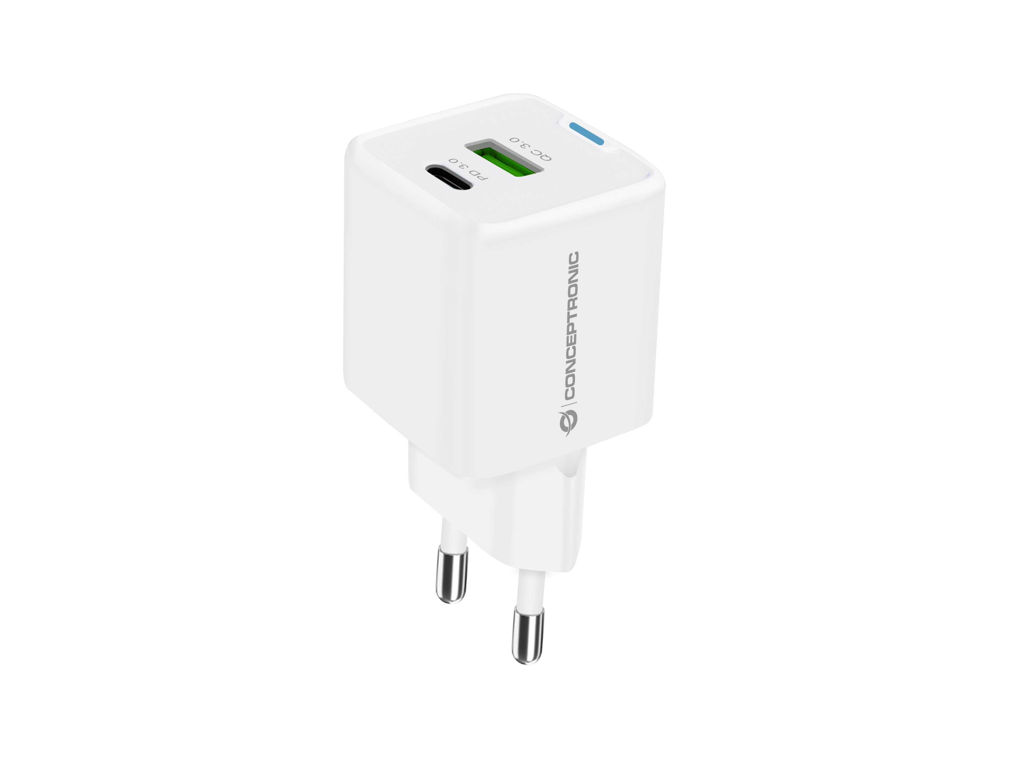 CONCEPTRONIC GAN 20W — Cargador USB-C PD y USB-A, blanco 2