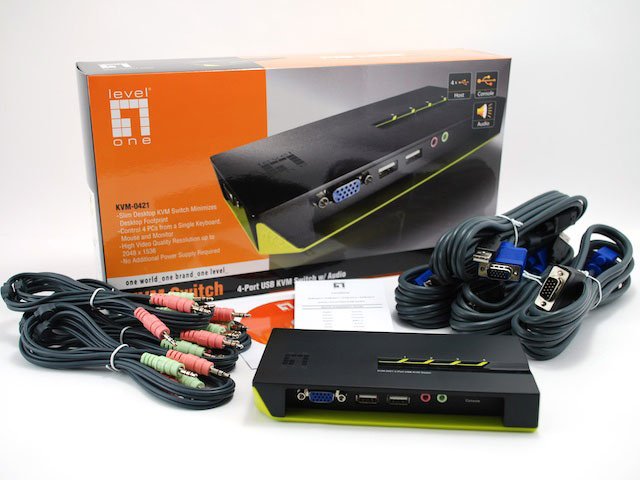 Conmutador Automatico Sobremesa V/T/M 1a4 Cpus USB con Audio Cables Incluidos 4