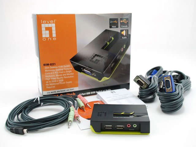 LEVEL ONE V/T/M — Conmutador KVM 1a2 CPUs con audio 4