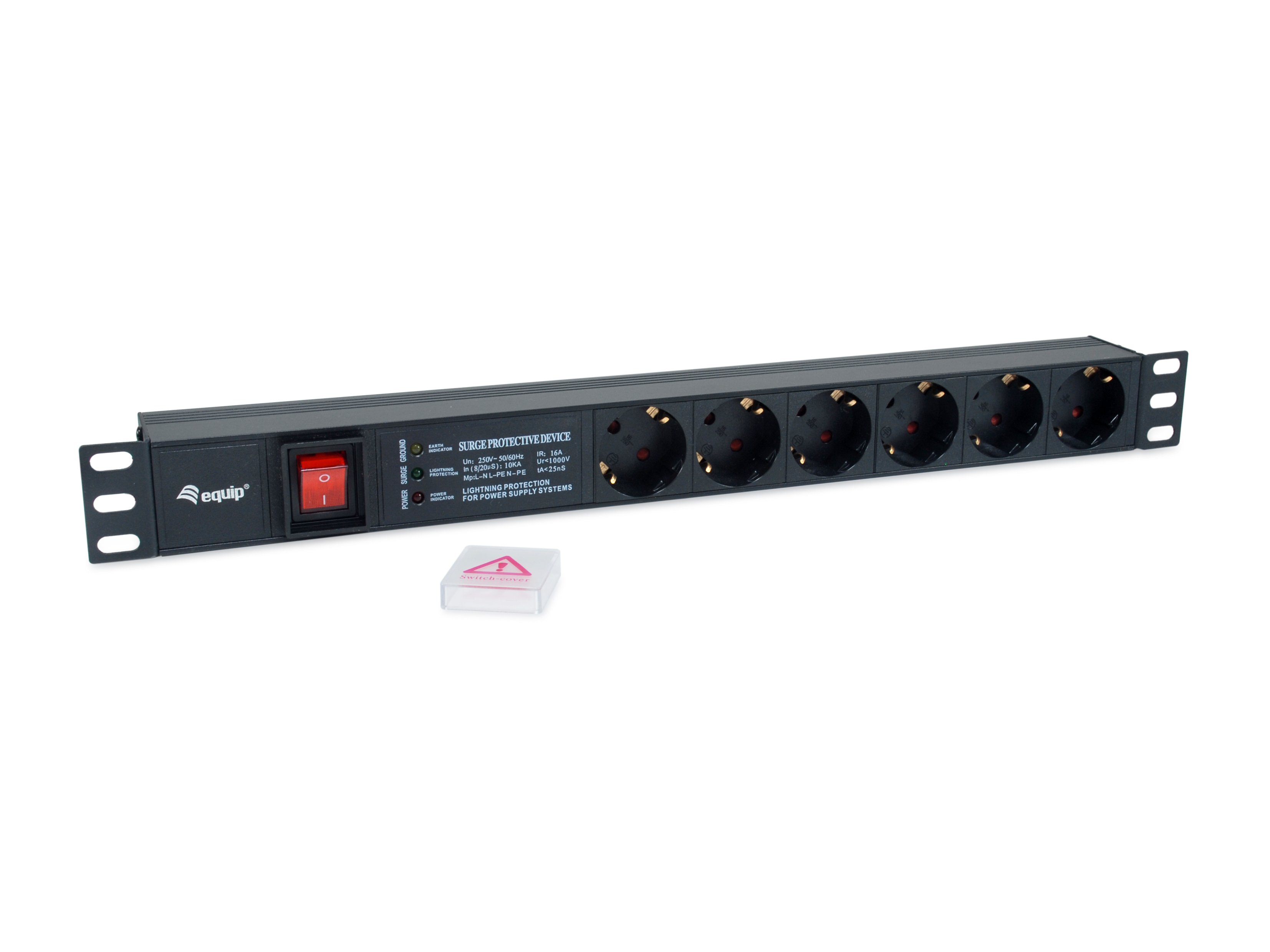 Regleta Alimentacion Aluminio RACK 19" 1U 6 Tomas con Interruptor Proteccion de Voltaje y Filtro — vista detalle 1