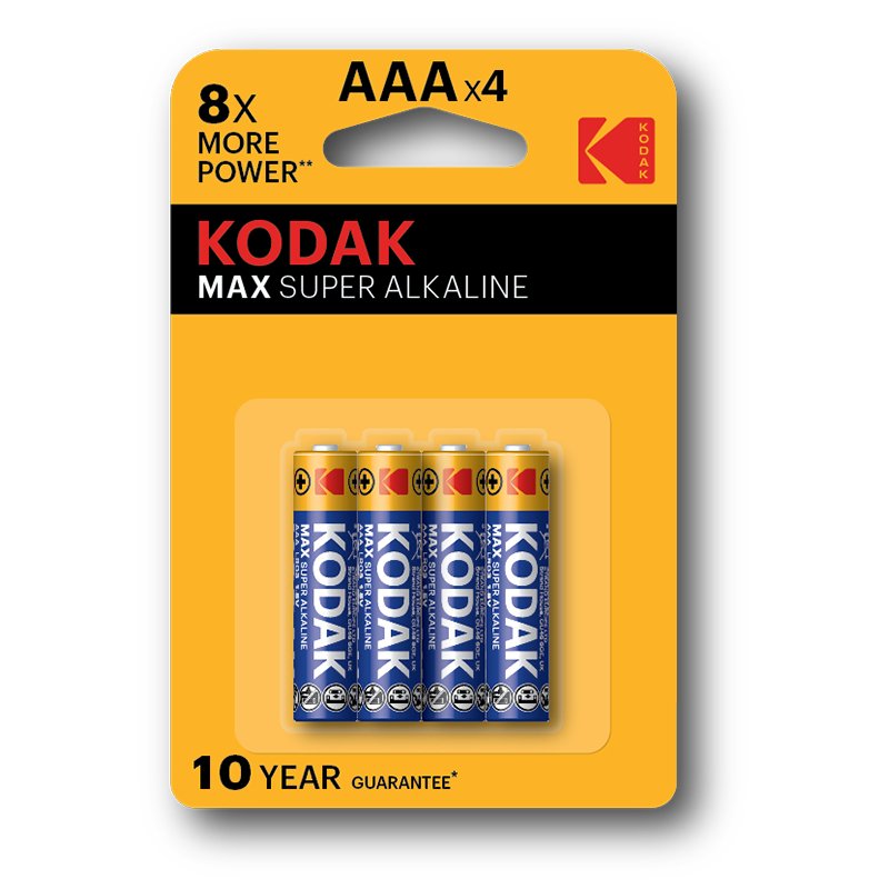 Kodak AAA Super Alcalina — 1150 mAh, pack 4 unidades