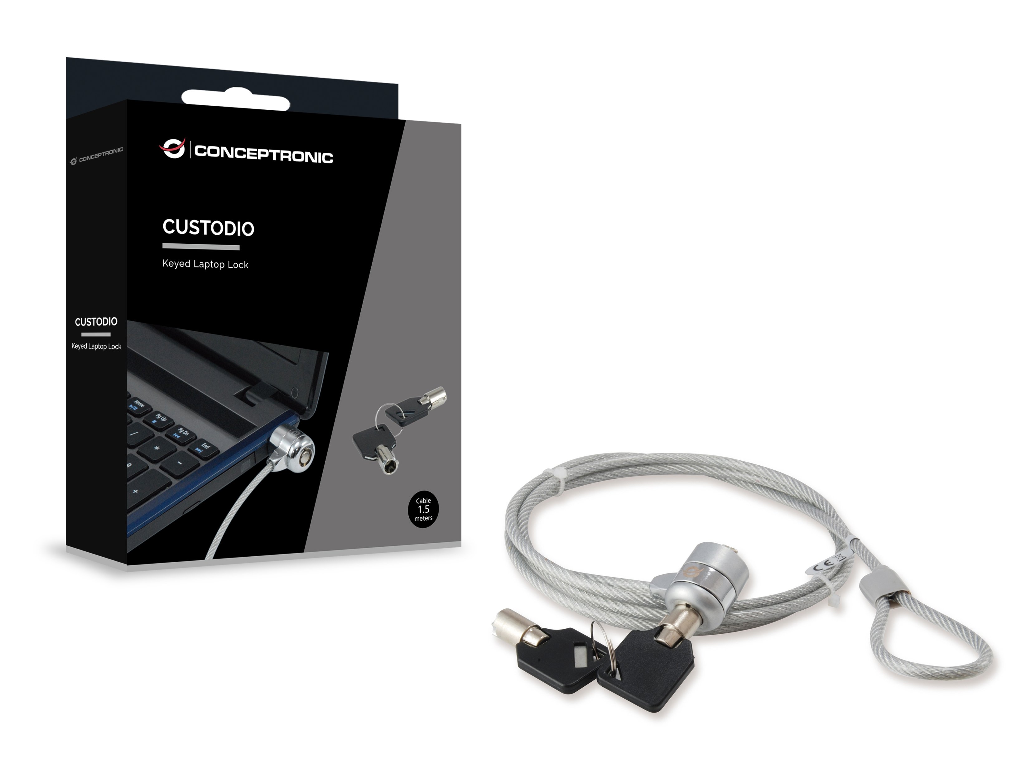 Conceptronic Cable de Seguridad — 1.5m con llave — vista detalle 1