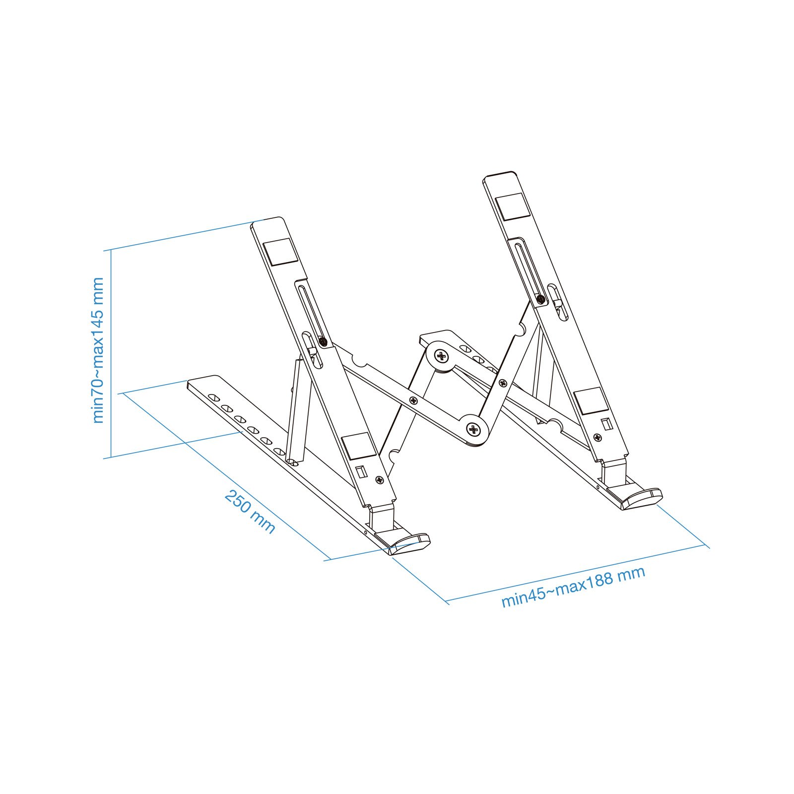 TOOQ TQLRS0033-AL — Soporte plegable para portátil, 7 niveles ajustables — vista detalle 2