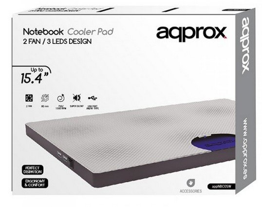 APPROX Base Refrigeración — Hasta 15.4" con 2 ventiladores y LED blanco 2